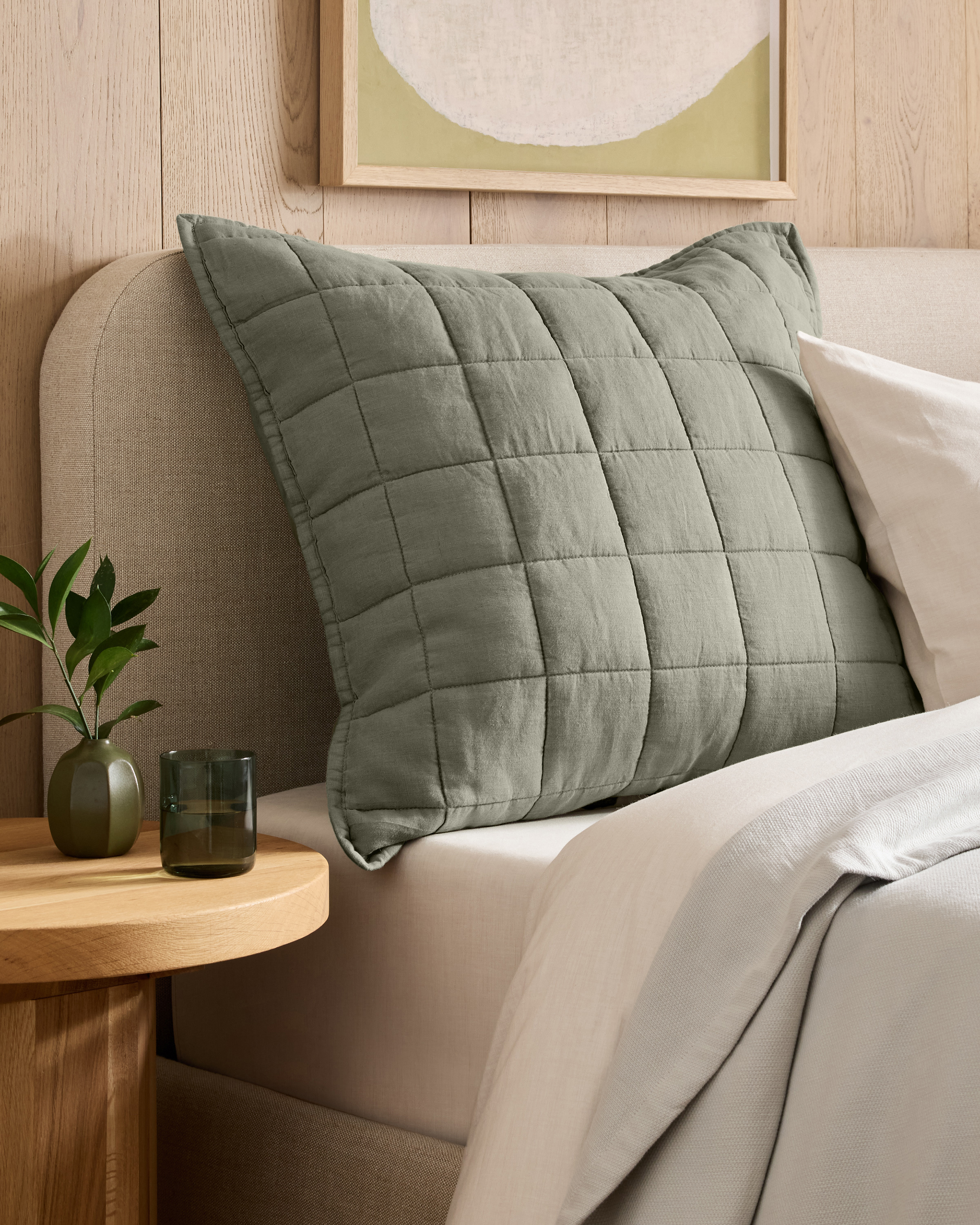 Willowleaf European Linen Box Quilted Euro Sham