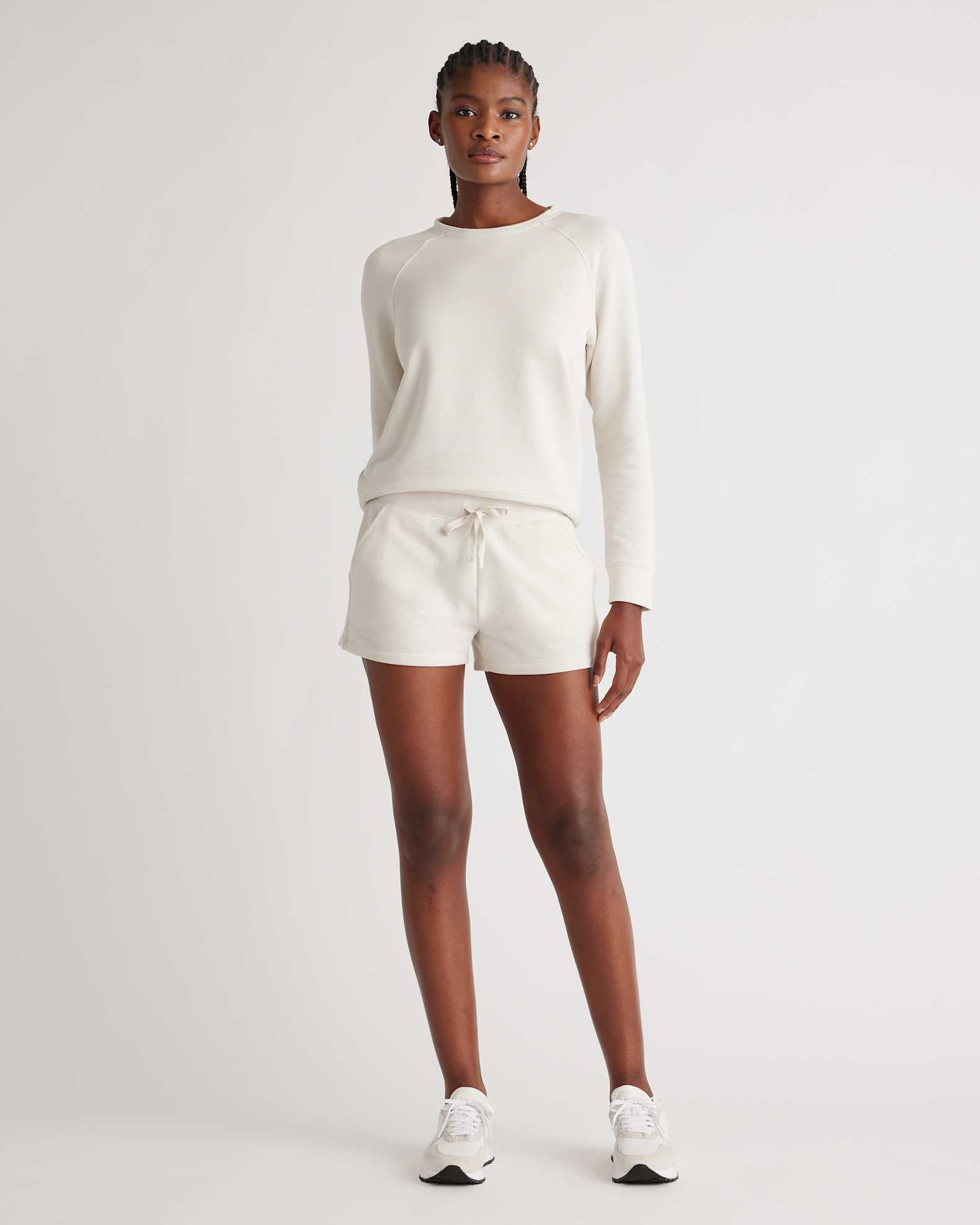 SuperSoft Fleece Shorts in Off White - Main Image