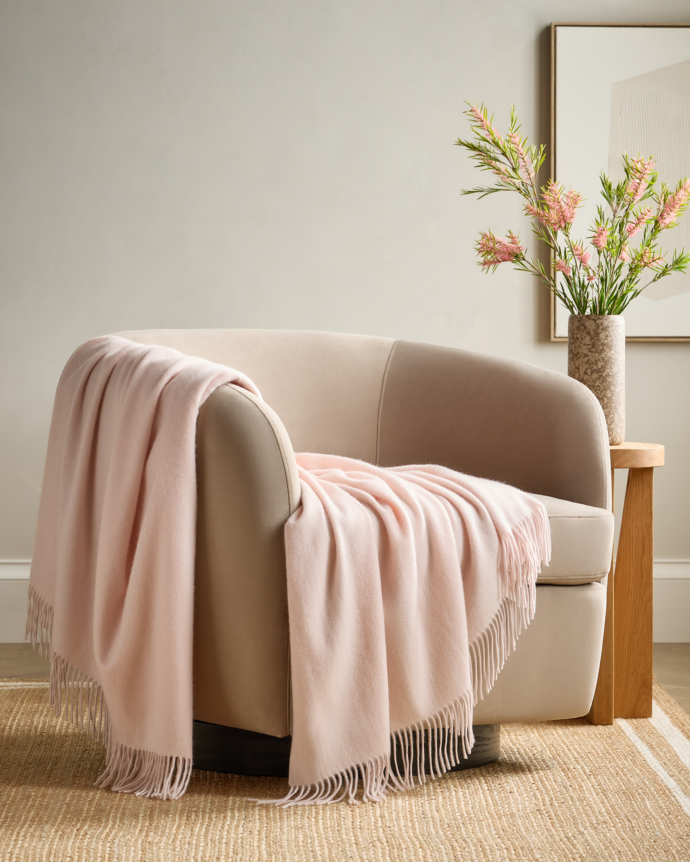 Soft Pink Mongolian Cashmere Throw
