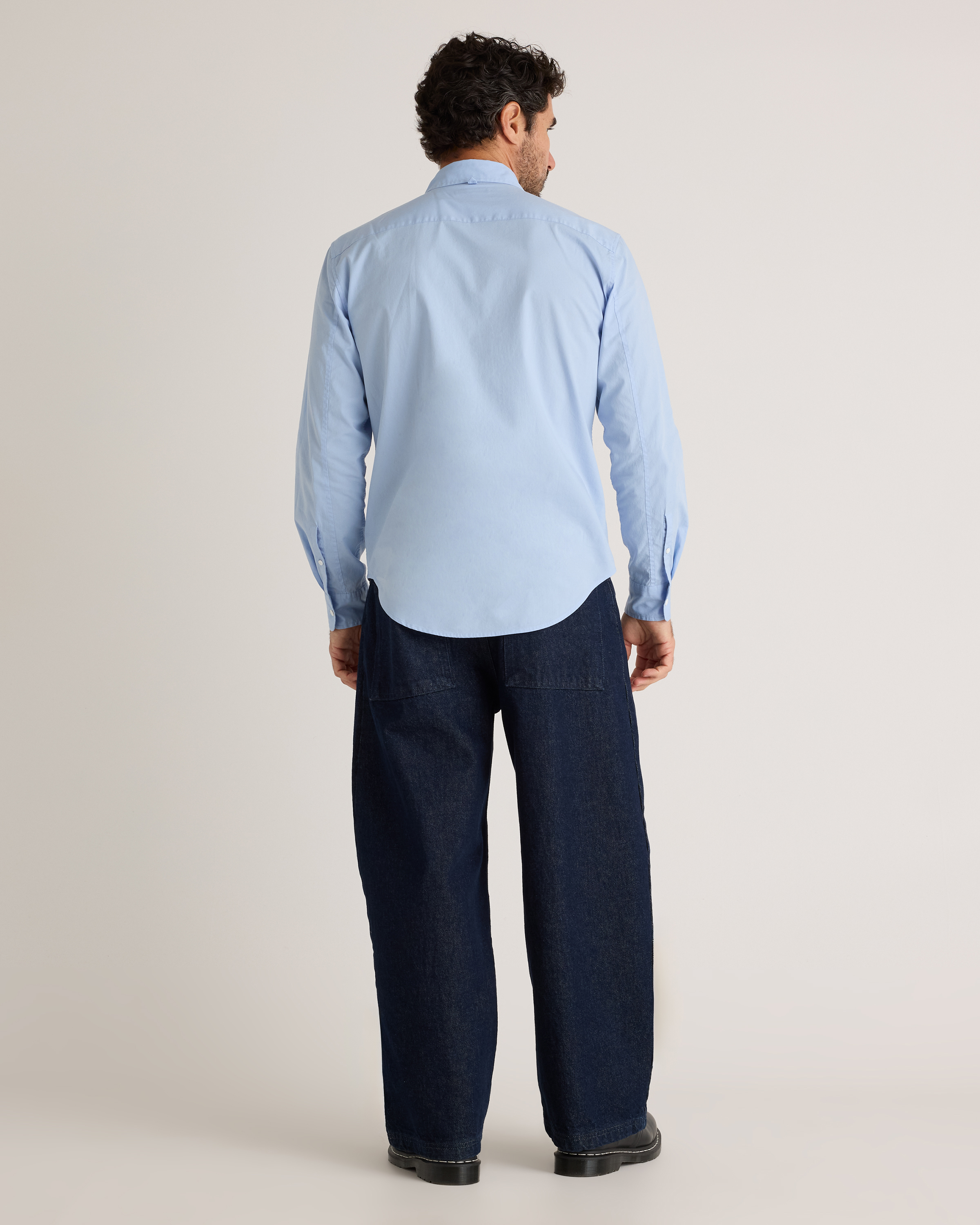 Organic Cotton Stretch Poplin Shirt in Light Blue