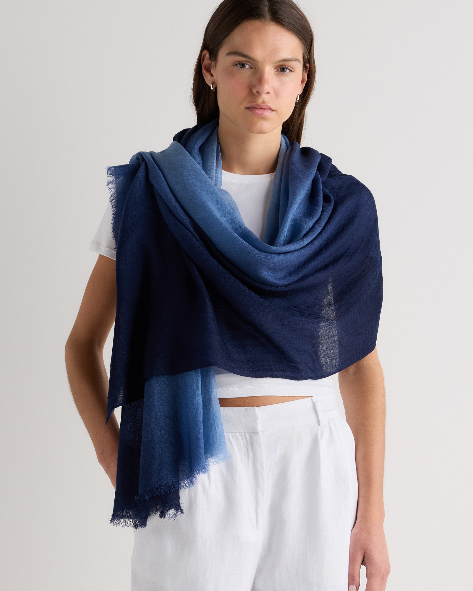 Featherweight Merino Wool Dip-Dye Scarf - thumbnail 2