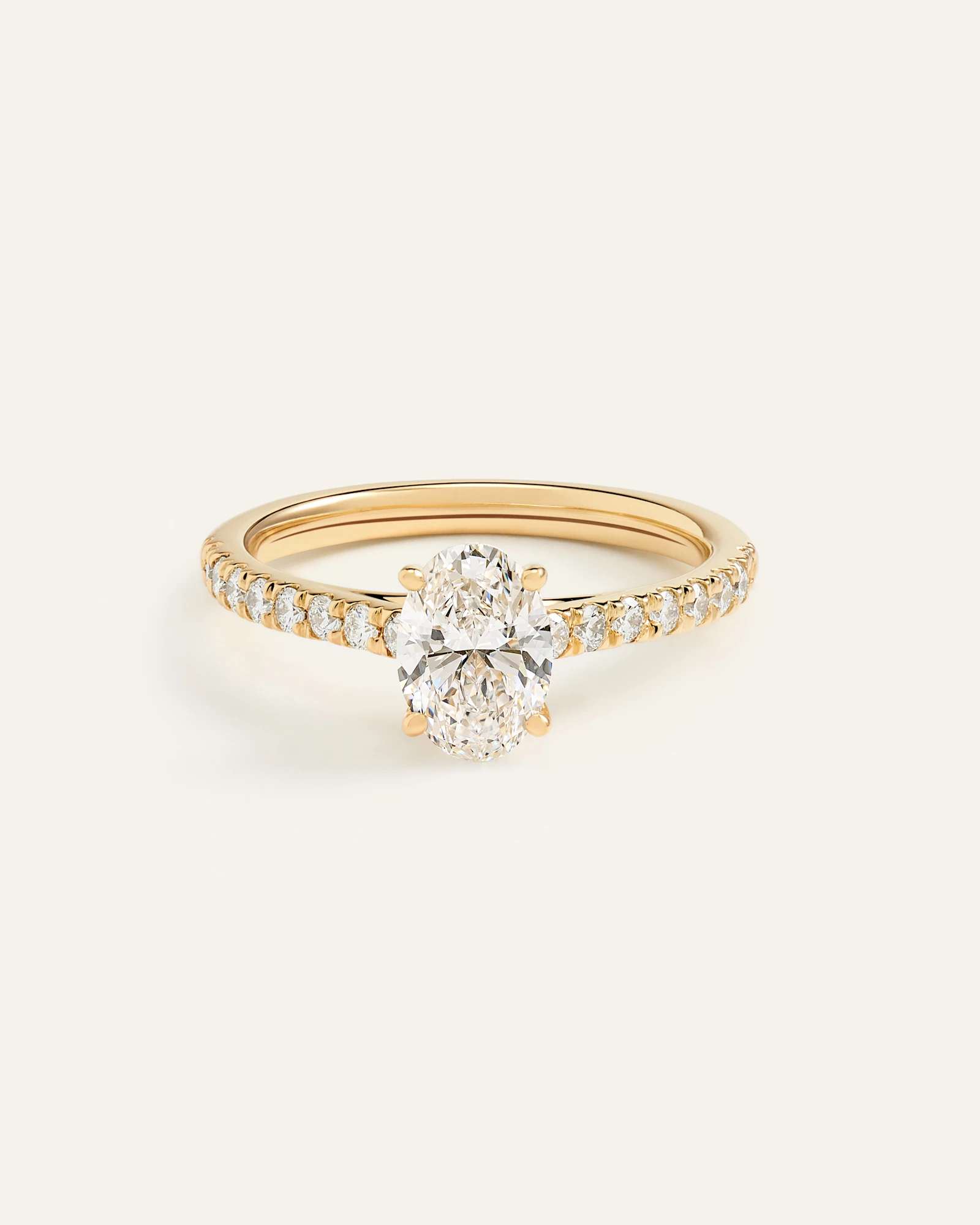 Lab Grown Diamond Oval Pave Trellis Cathedral Engagement Ring - 1ct