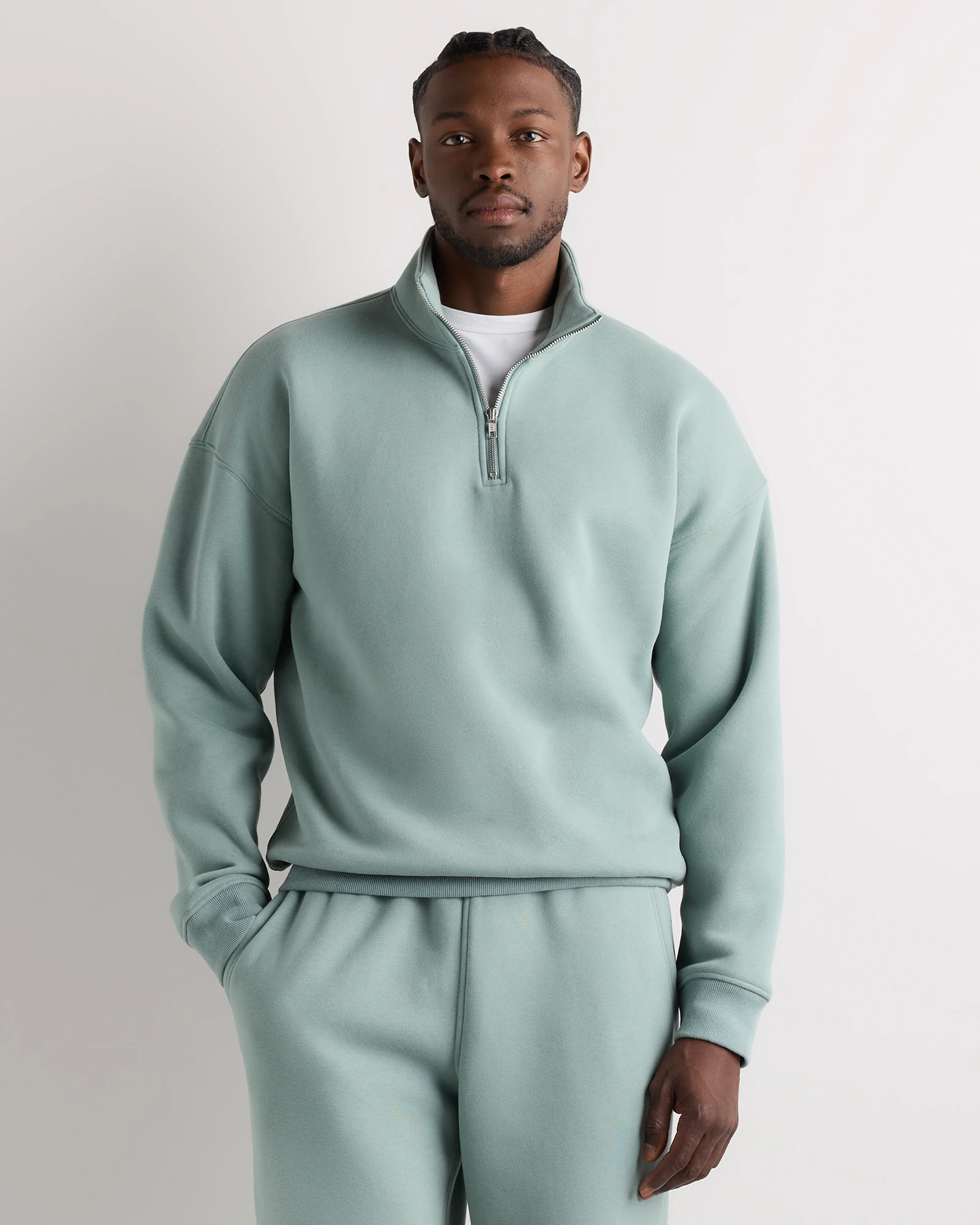 Everyday Fleece Quarter-Zip Sweatshirt in Washed Deep Navy