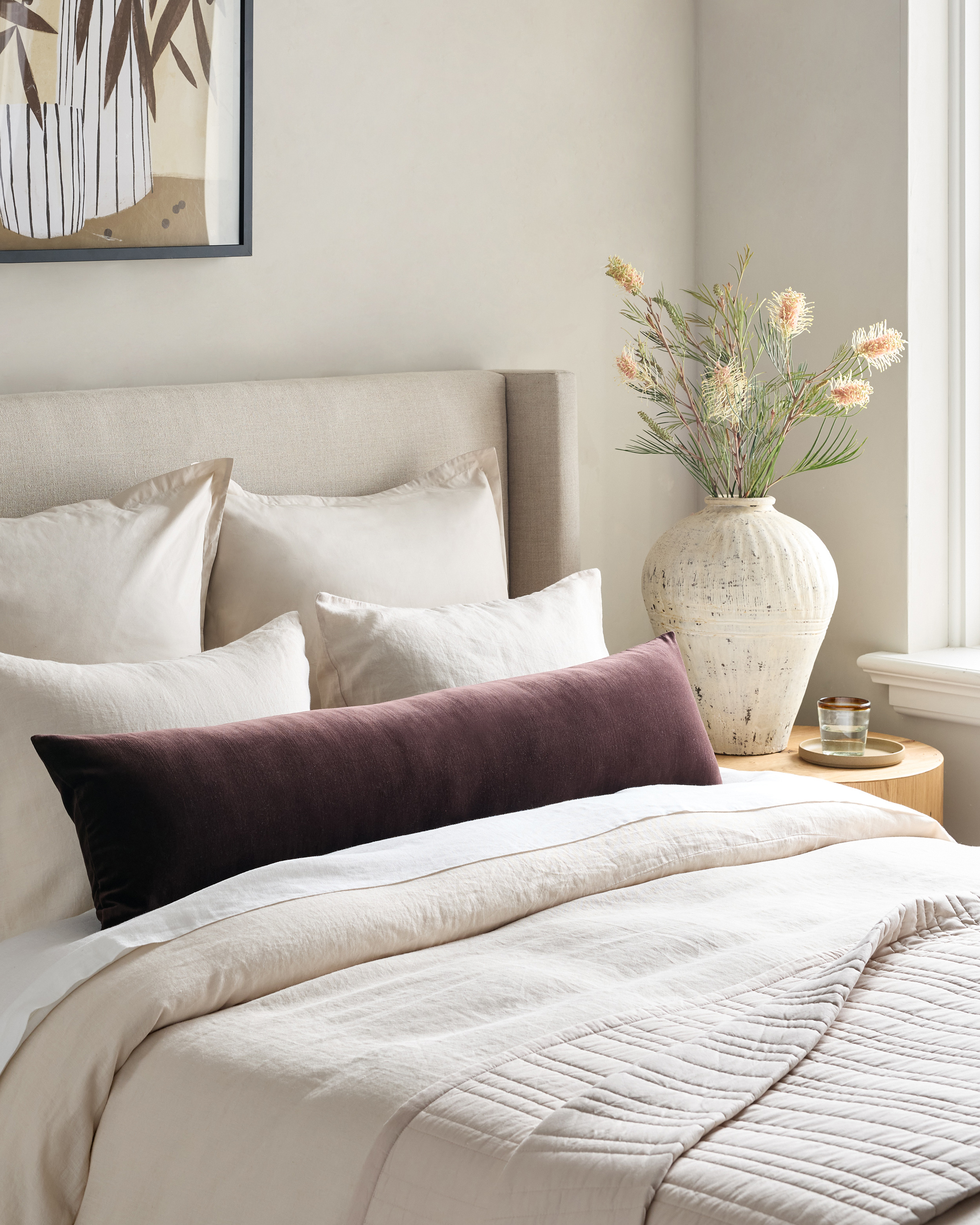 Espresso Cotton Velvet Oversized Lumbar Pillow Cover