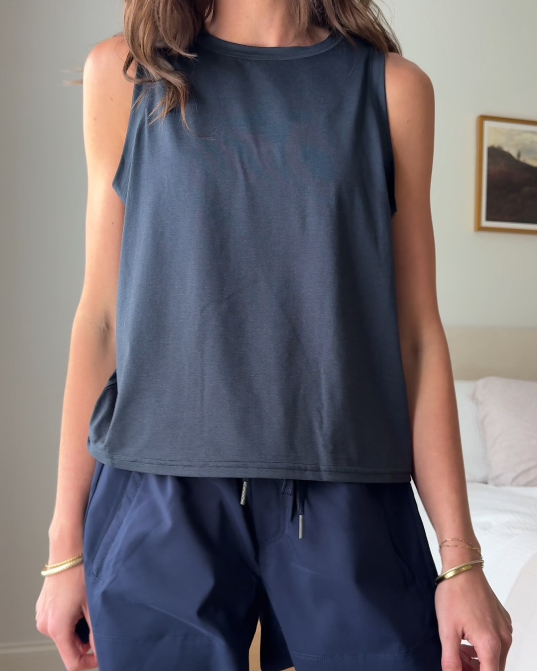 Flowknit Breeze High-Neck Tank - PDP Video Thumbnail (Heather Deep Navy, 4x5)