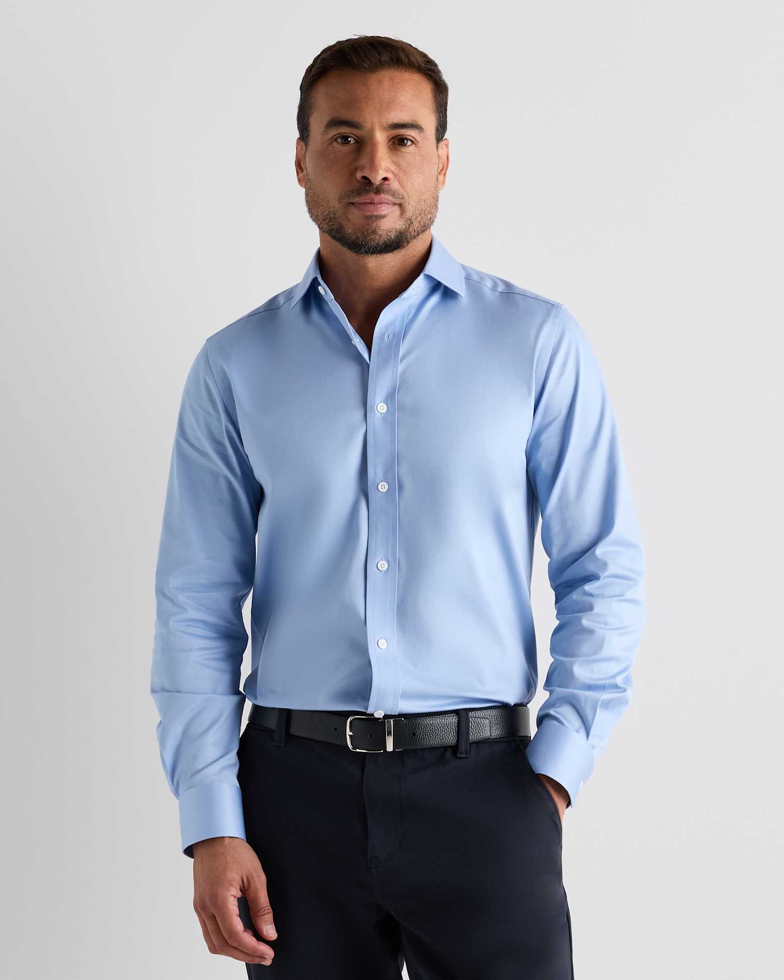 Organic Cotton Stretch Twill Dress Shirt in Pale Blue | Quince Canada Organic Cotton Stretch Twill Dress Shirt in Pale Blue | Quince Canada