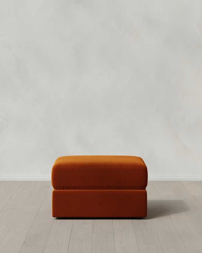 0047 Chunky Arm Deep Seat Ottoman and a Half 28 Performance Velvet Rust