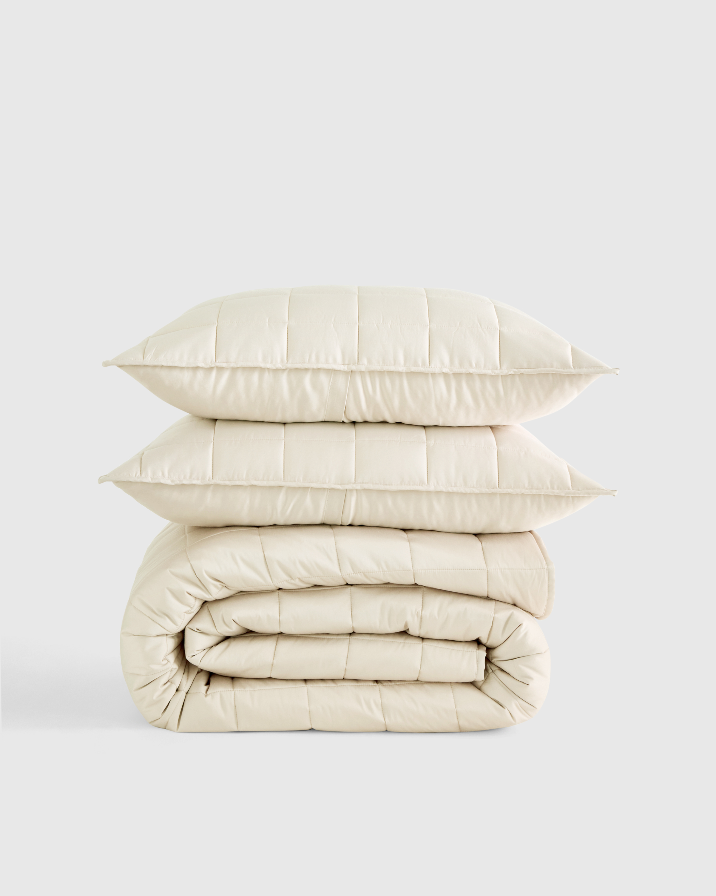 Ivory Bamboo Box Quilt Set
