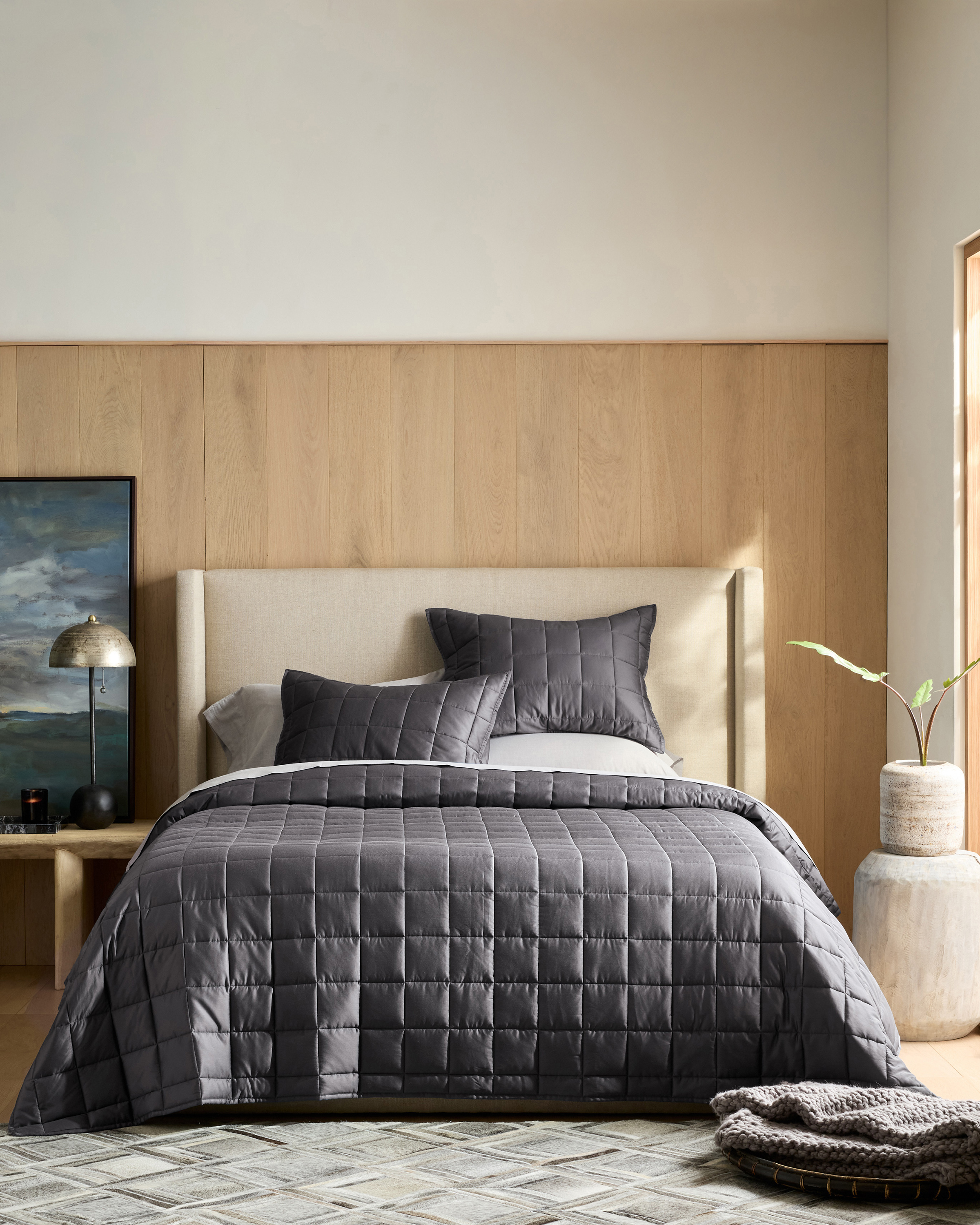 Charcoal Bamboo Box Quilt Set