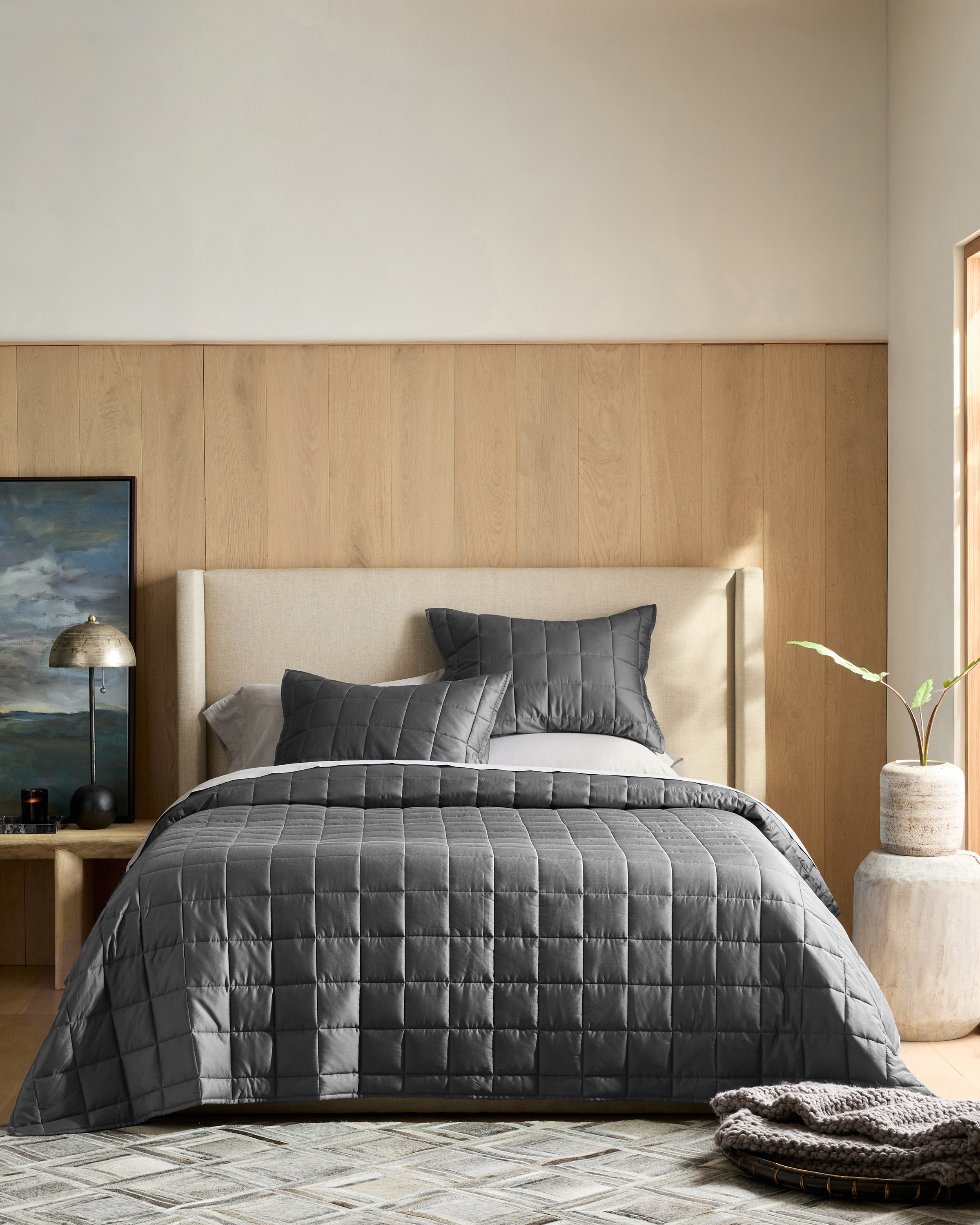 Charcoal Bamboo Box Quilt Set