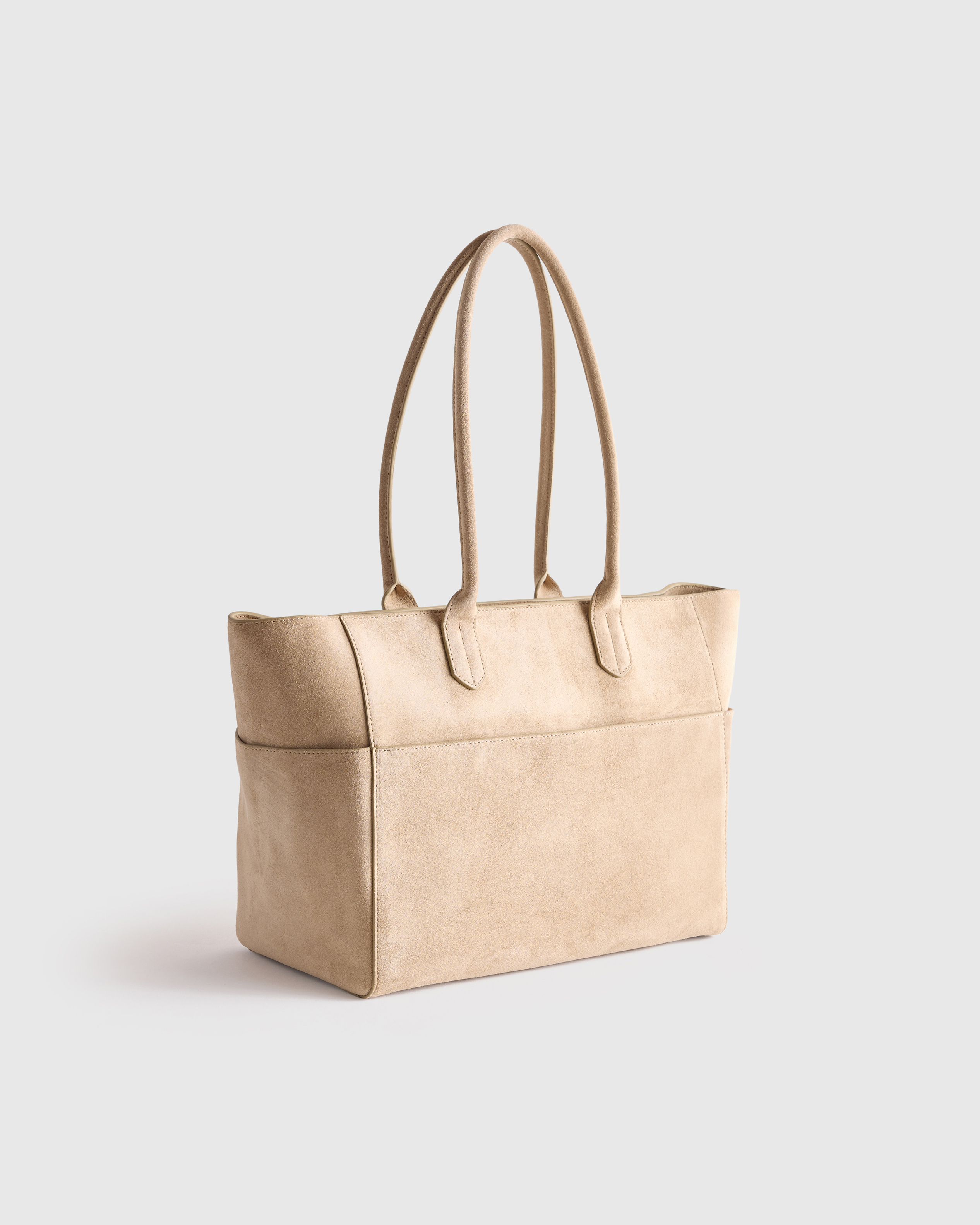 Italian Suede Shopper Tote in Sand