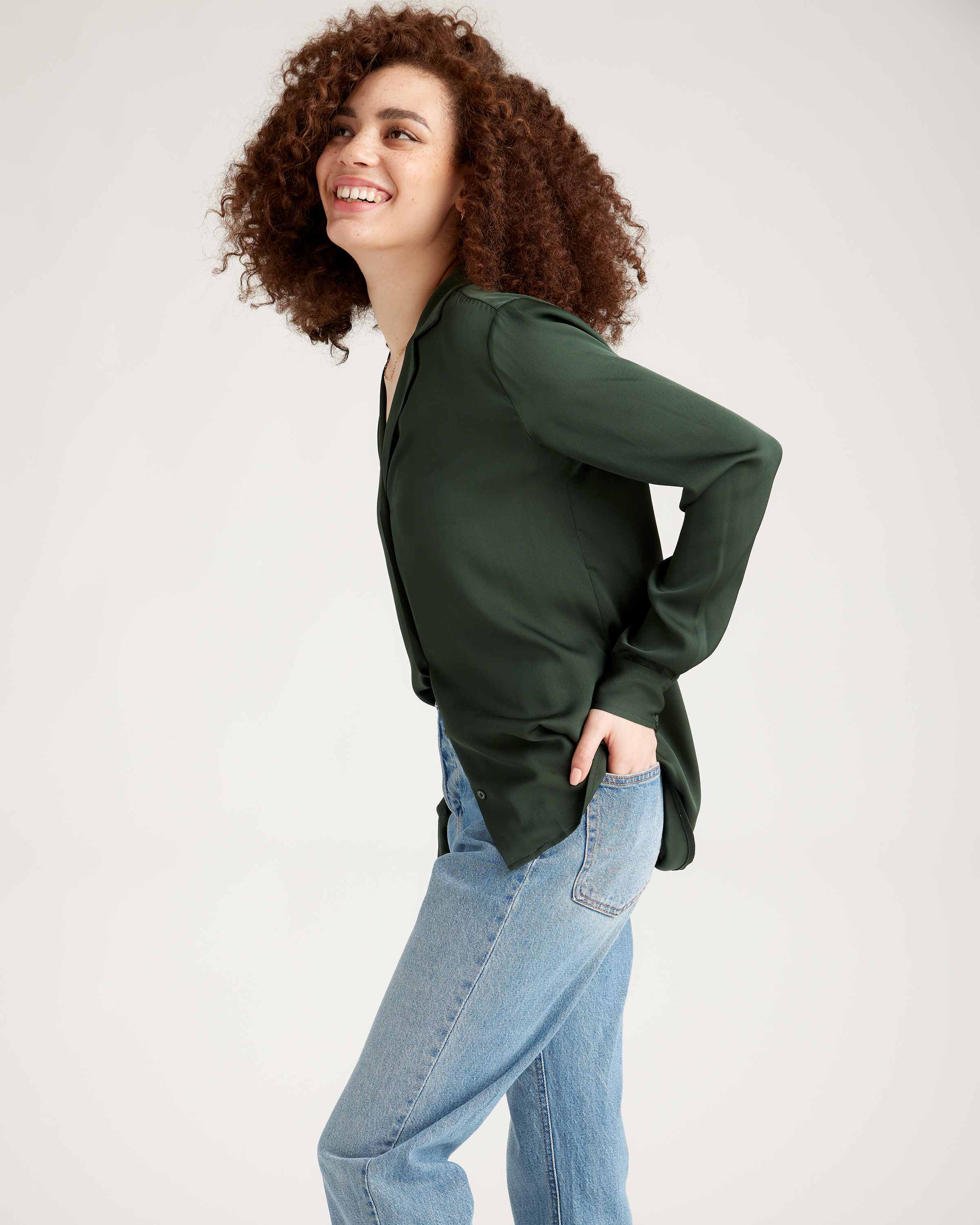 SHEER CHECK TUCK WAIST BLOUSE　CLANE SHEER CHECK TUCK WAIST BLOUSE(1 IVORY): CLANE: WOMENS