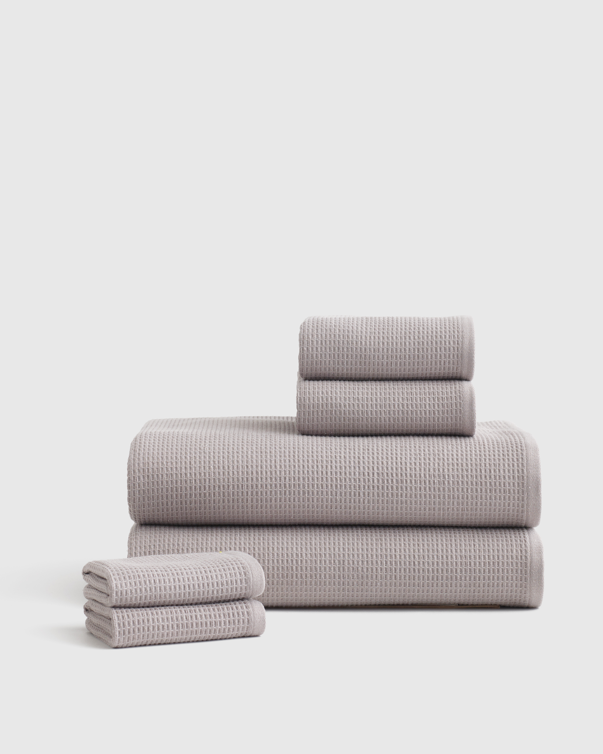 Grey Turkish Waffle Terry Bath Sheet Bundle