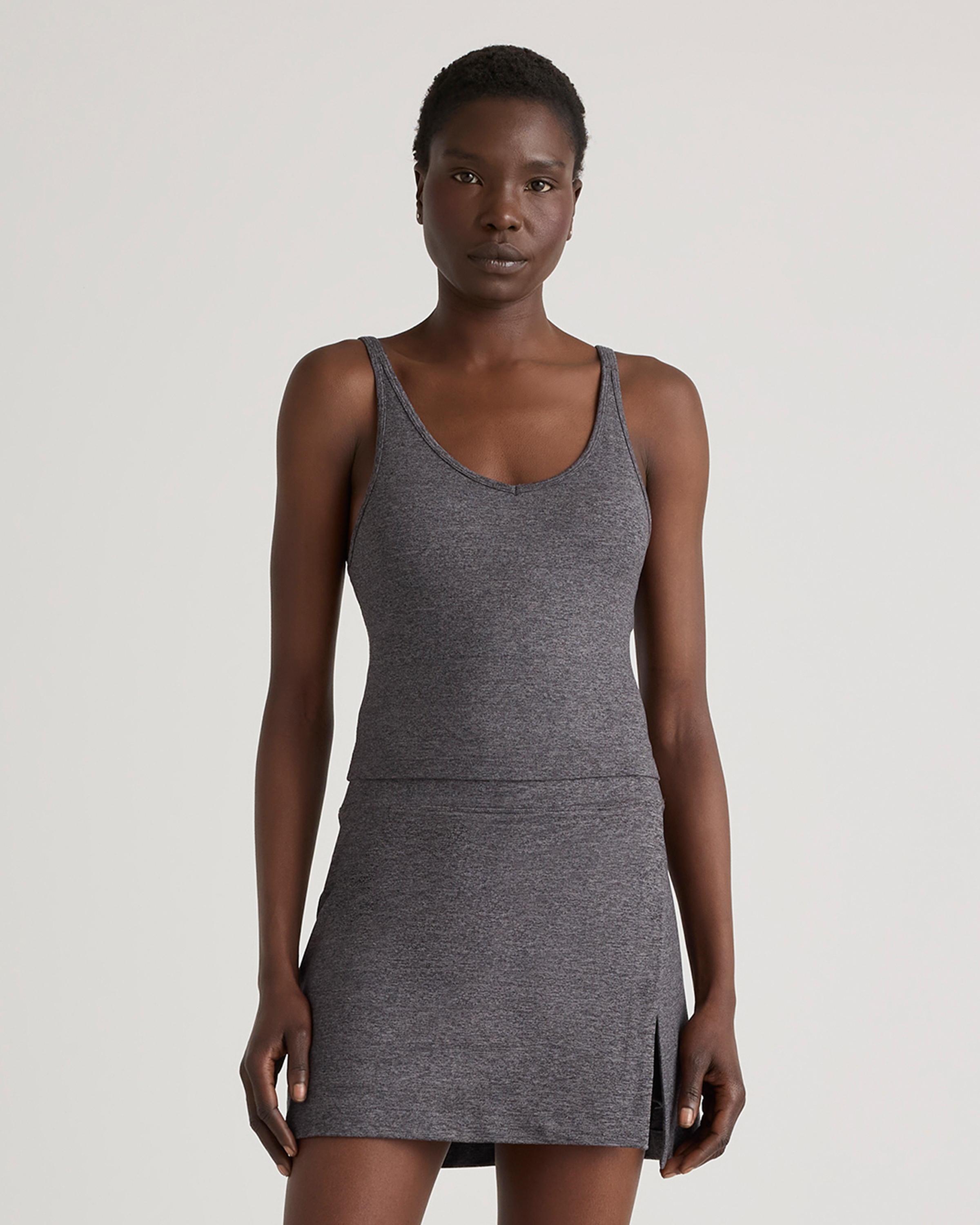 Heather Charcoal Ultra-Soft Strappy Cropped Tank