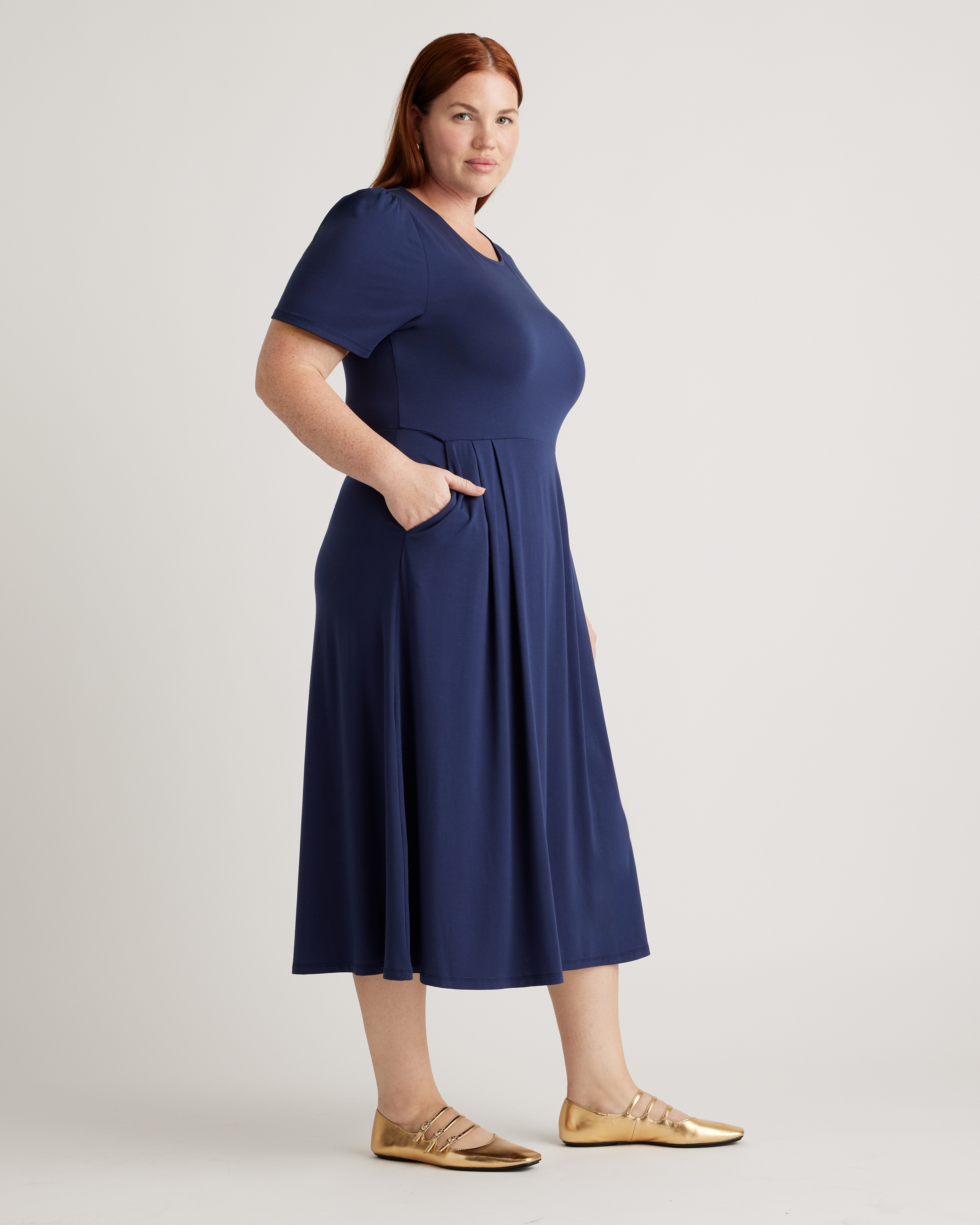 Tencel Jersey Short Sleeve Midi Dress