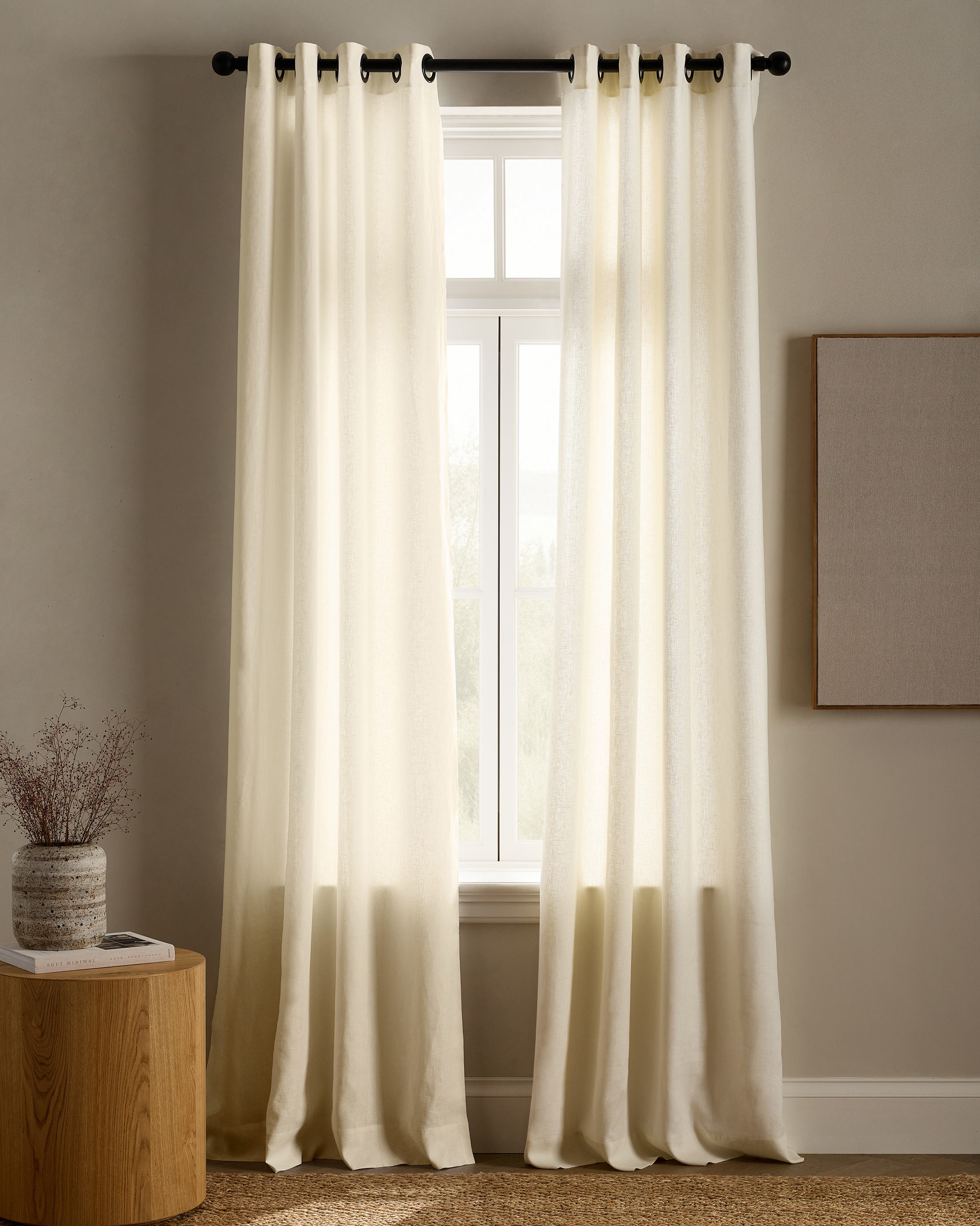 Ivory European Linen Grommet Curtain - Single Panel