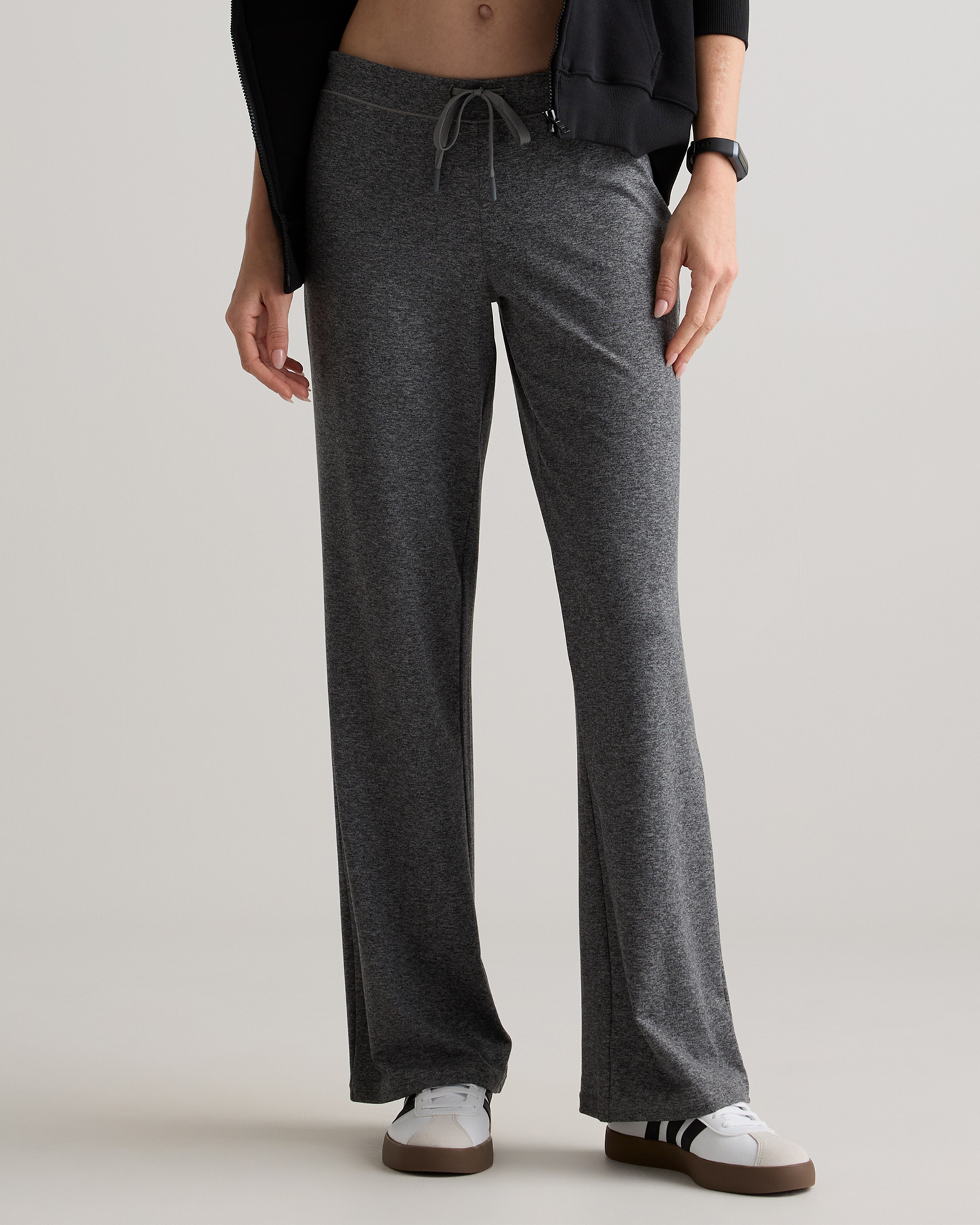 Heather Grey Flowknit Wide Leg Pants