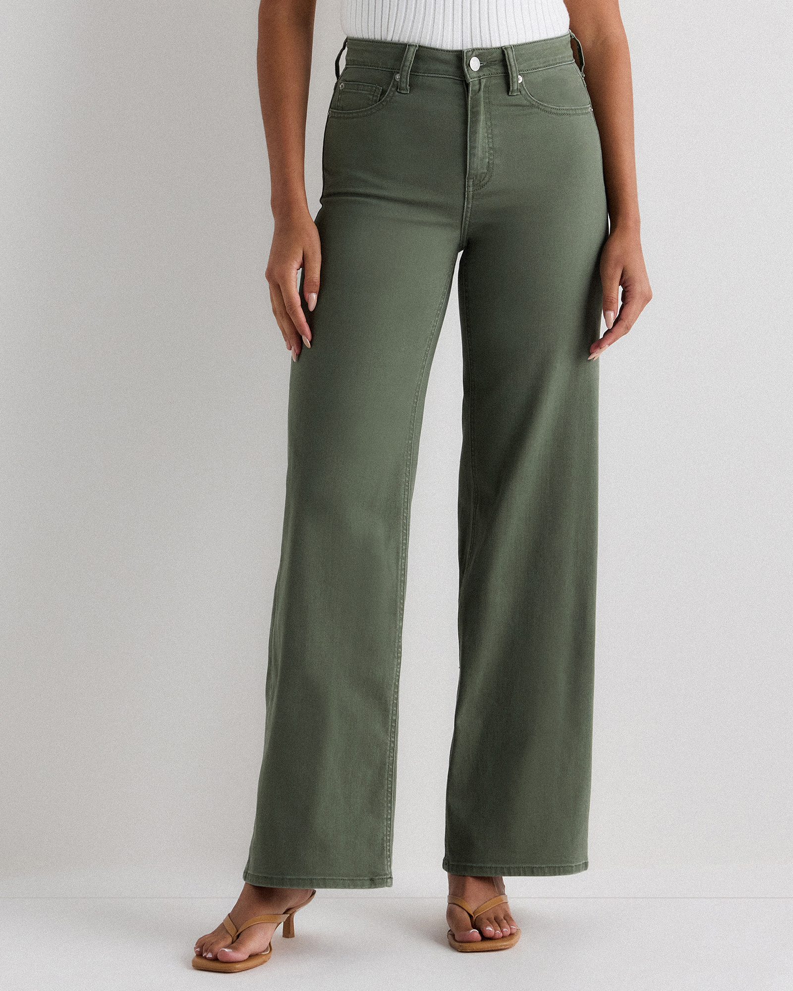 Quince Women's Bella Stretch Wide Leg Jeans In Green