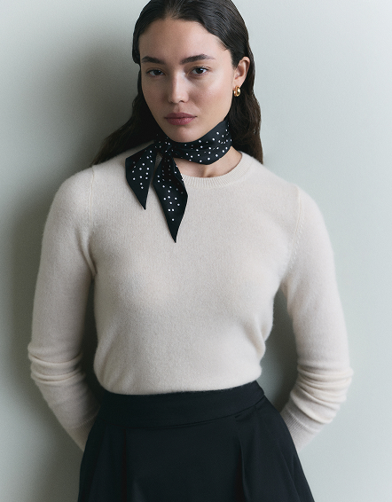 Ivory Mongolian Cashmere Crewneck Sweater