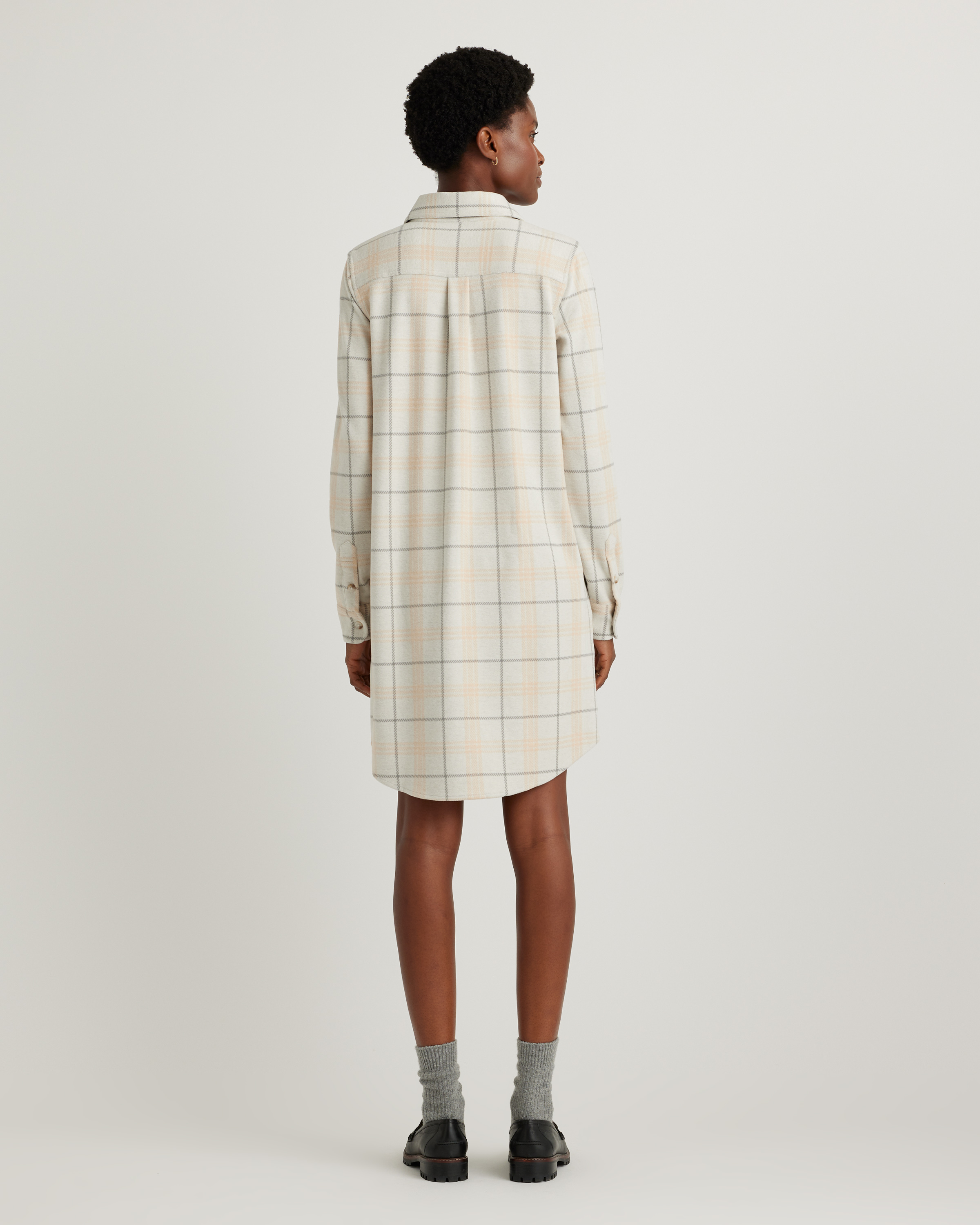 Stretch Sweater Fleece Shirt Dress