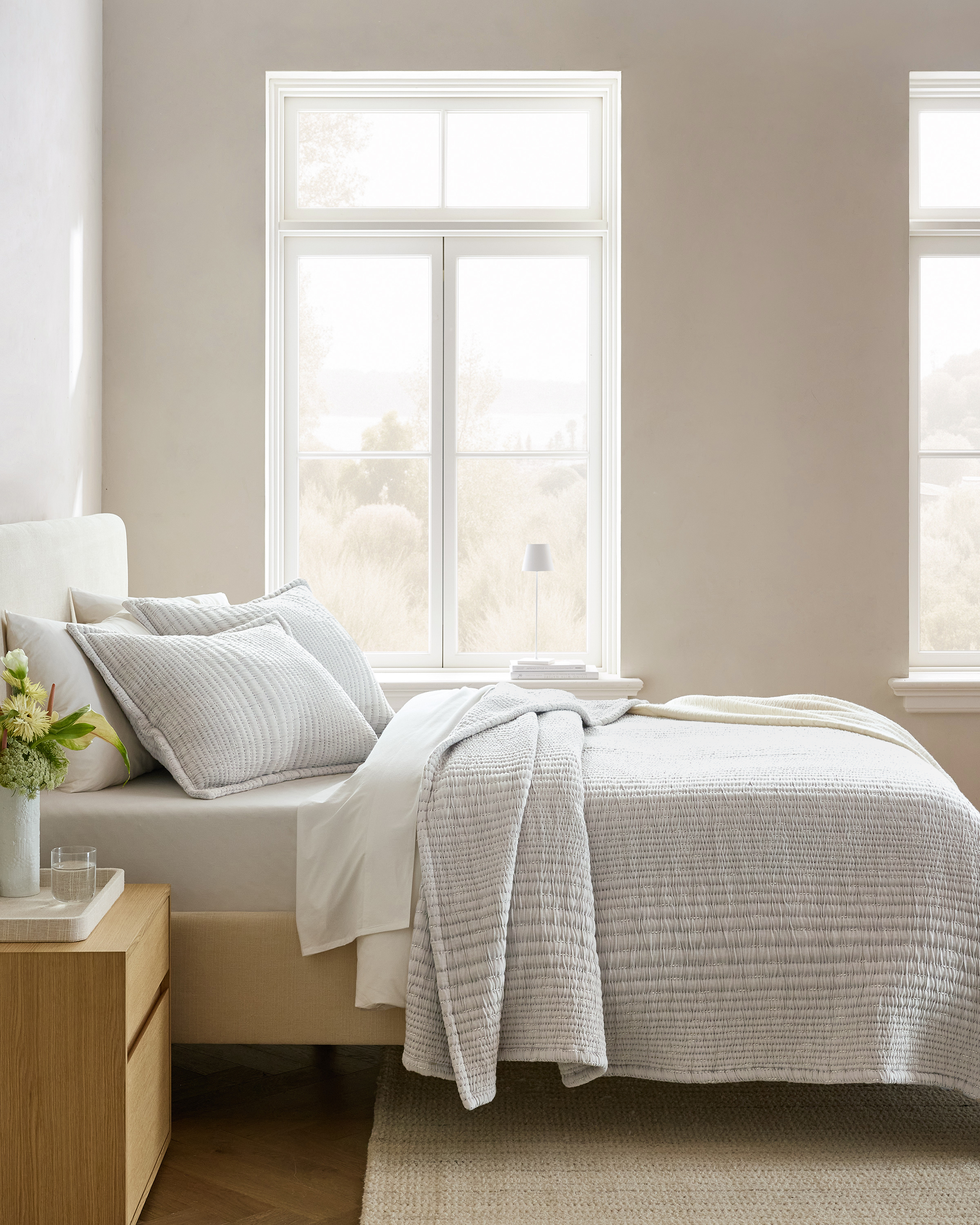 Cloud Organic Cotton Channel Stitch Coverlet