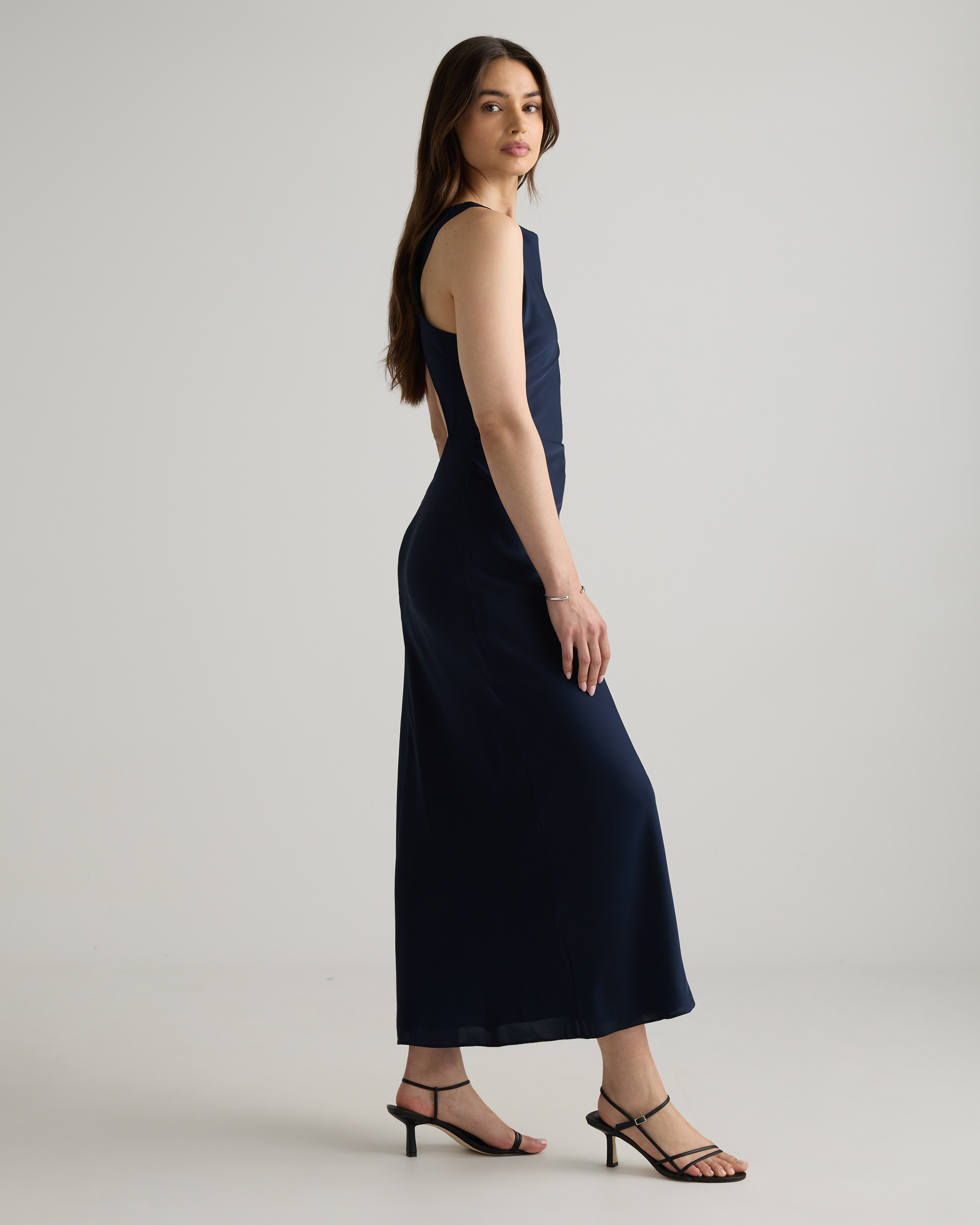 knee length dresses for ladies Kennedy High Neck Midi Dress / Chocolate | Meshki main image 1