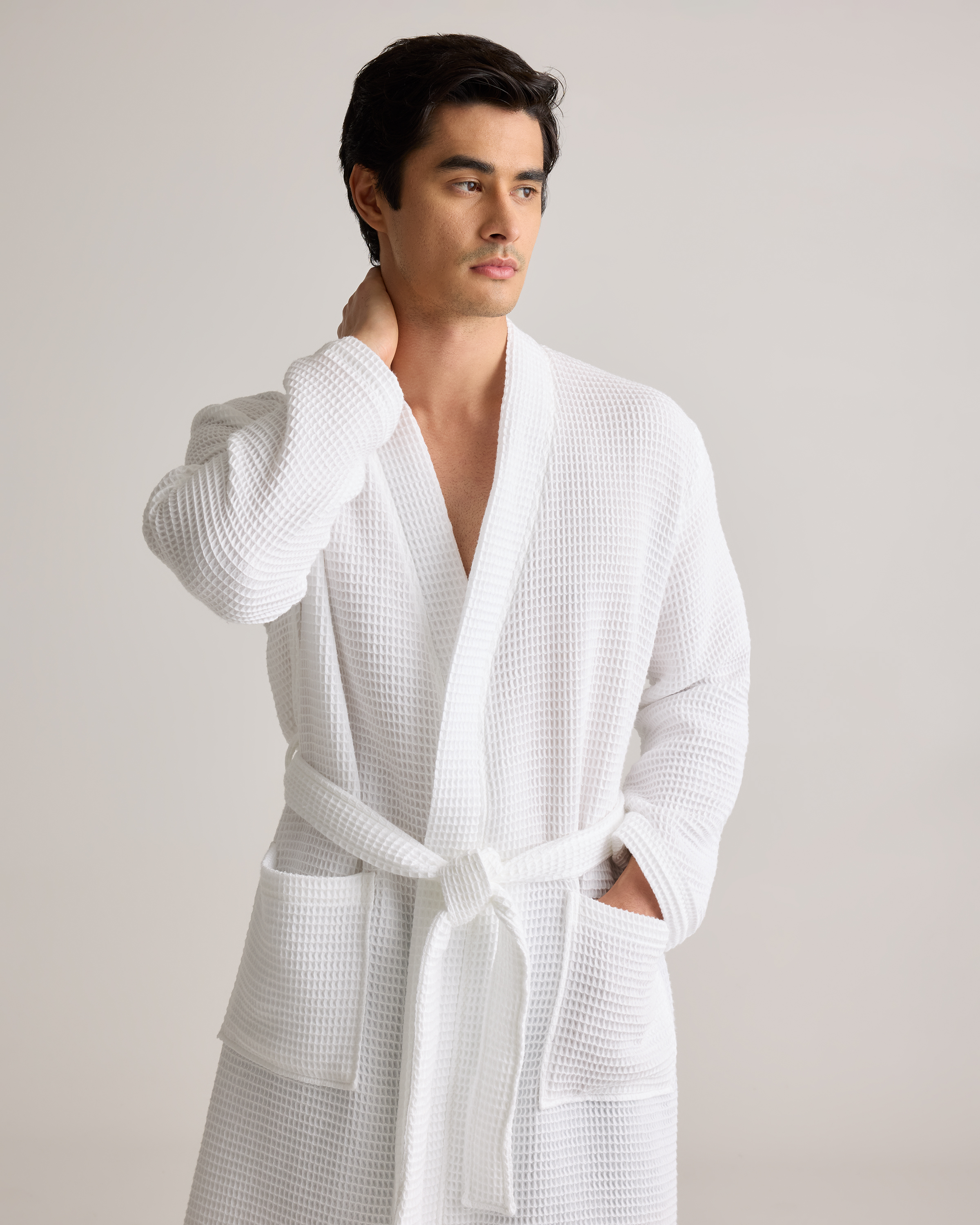 Organic Turkish Waffle Robe - White, M