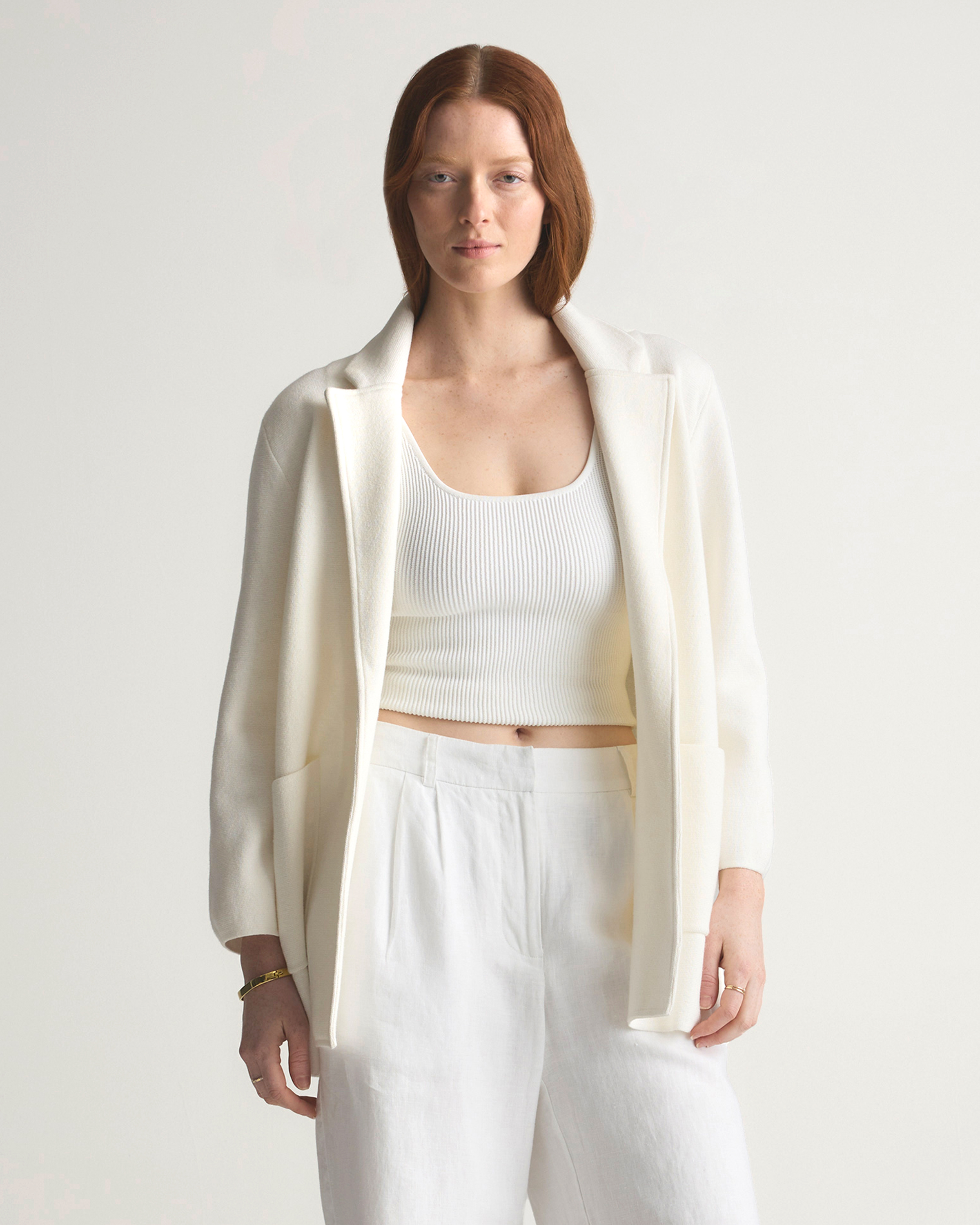 Ivory 100% Organic Cotton Knit Blazer