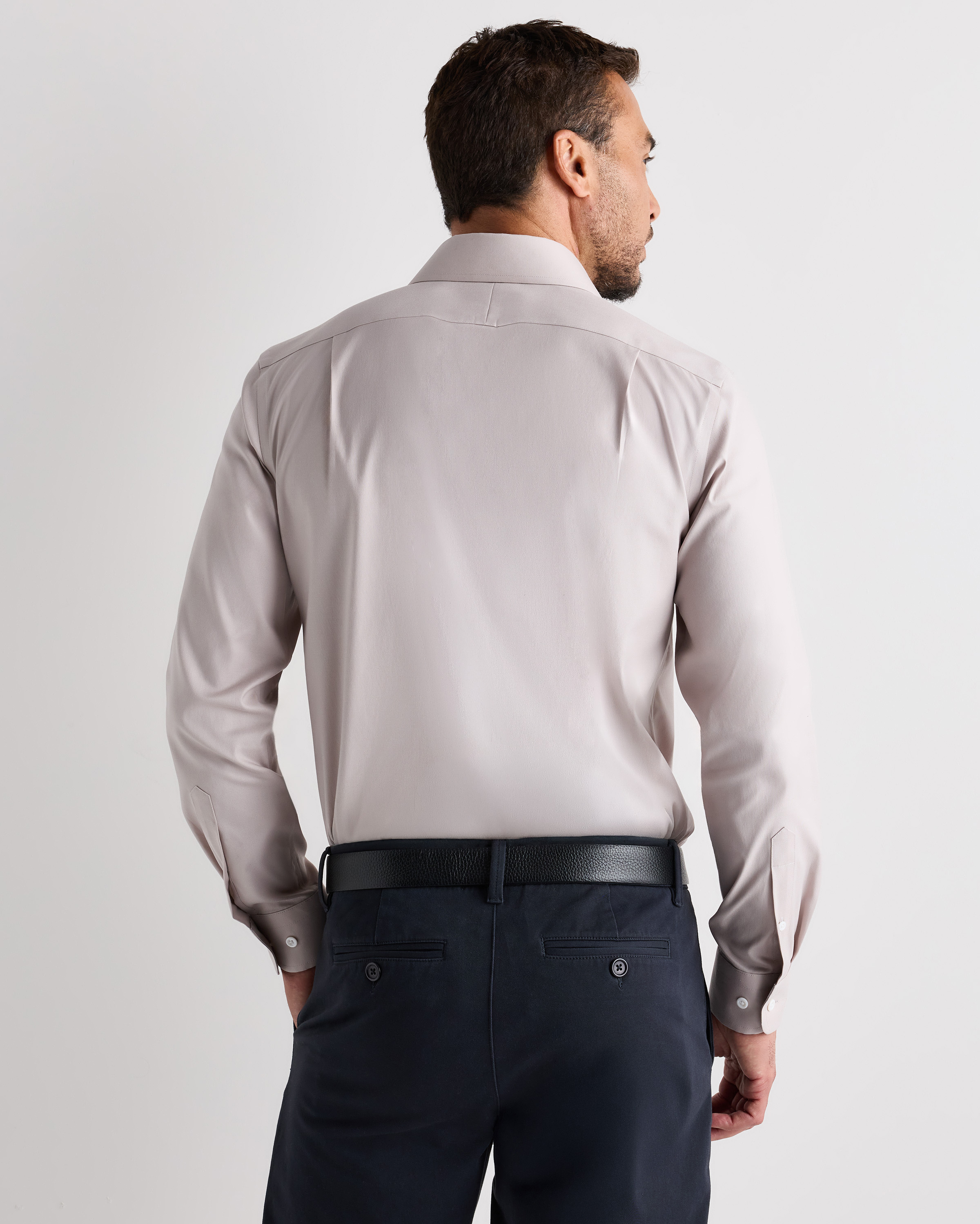 light grey dress shirt Indochino Men's Custom Glynn Brushed Melange Light Gray Casual Shirt