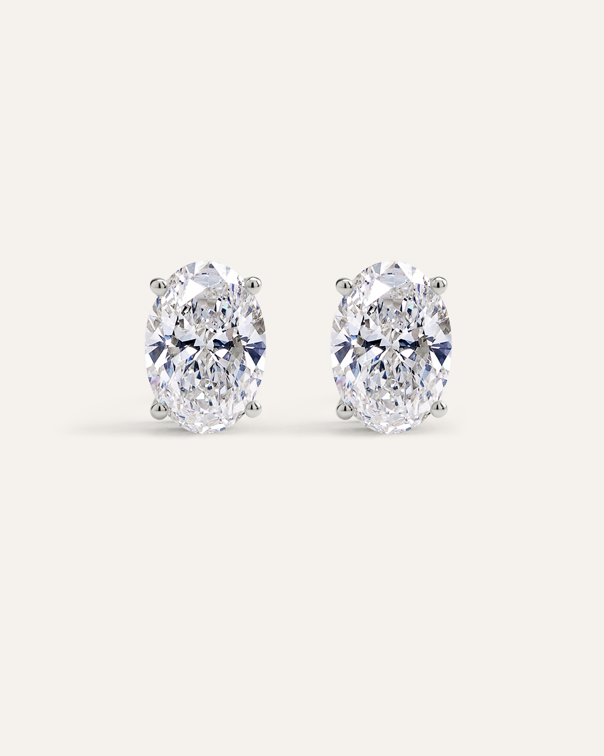 White Gold 14K Gold Lab Grown Diamond Statement Oval Studs - 8ctw