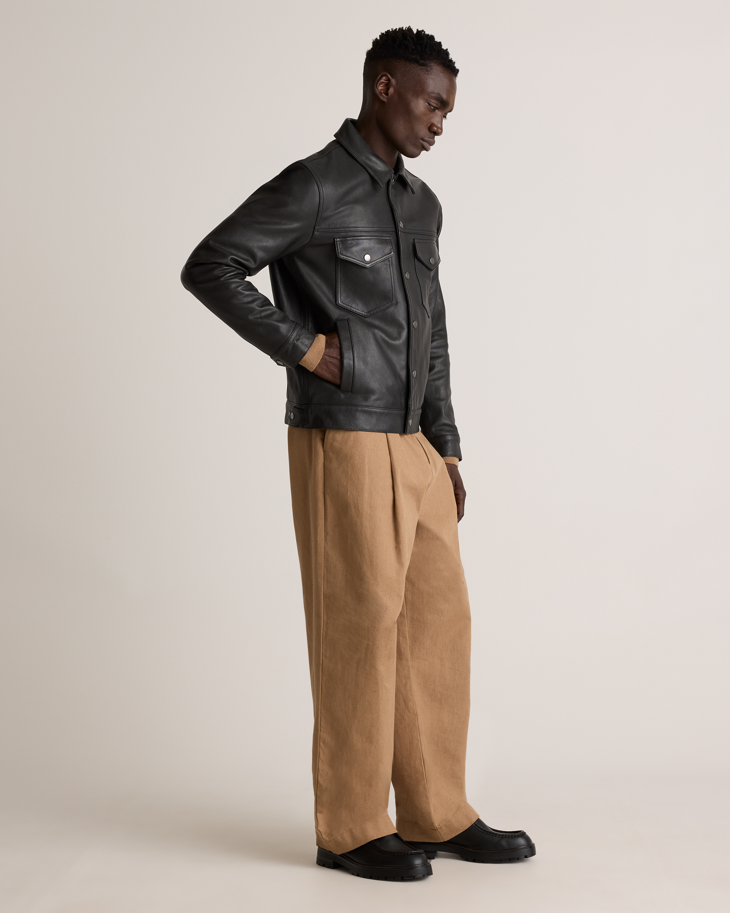 100% Burnished Leather Trucker Jacket