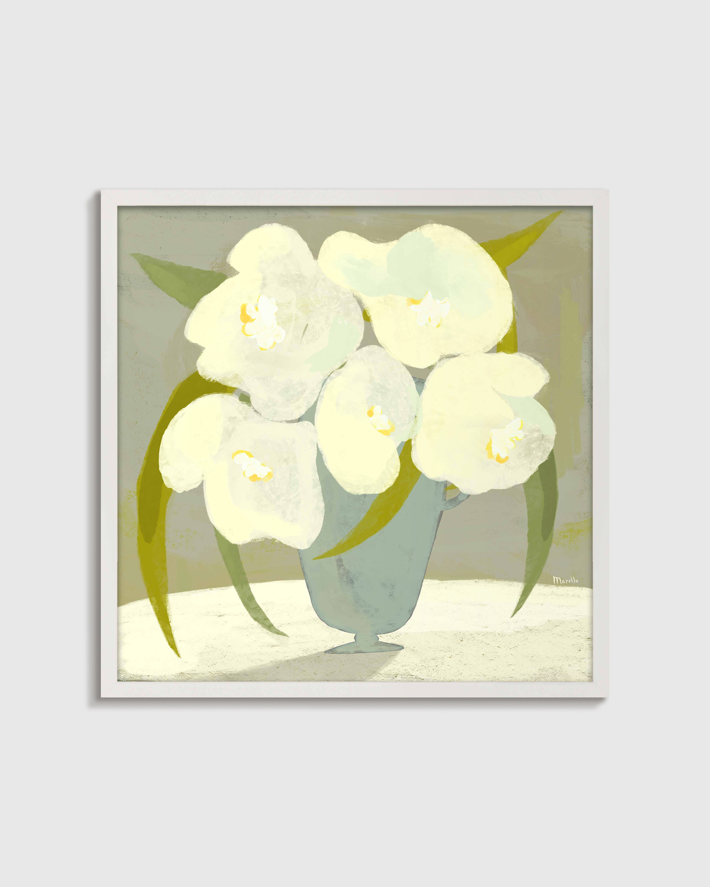 White Vase with White Flowers by Marco Marella