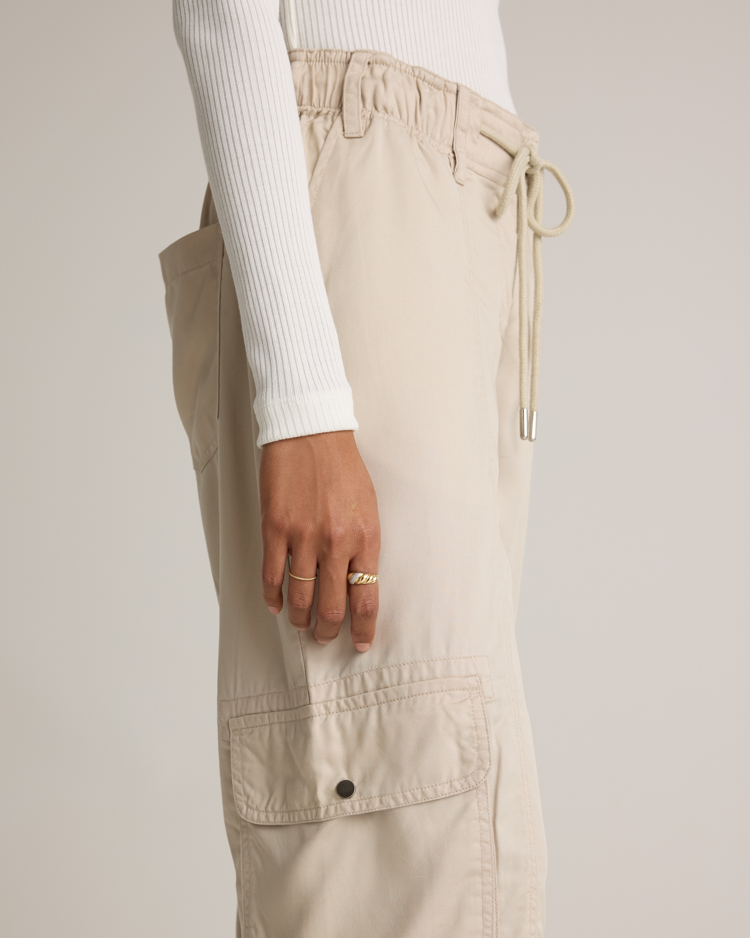 Vintage Wash Tencel Drawstring Cargo Pants