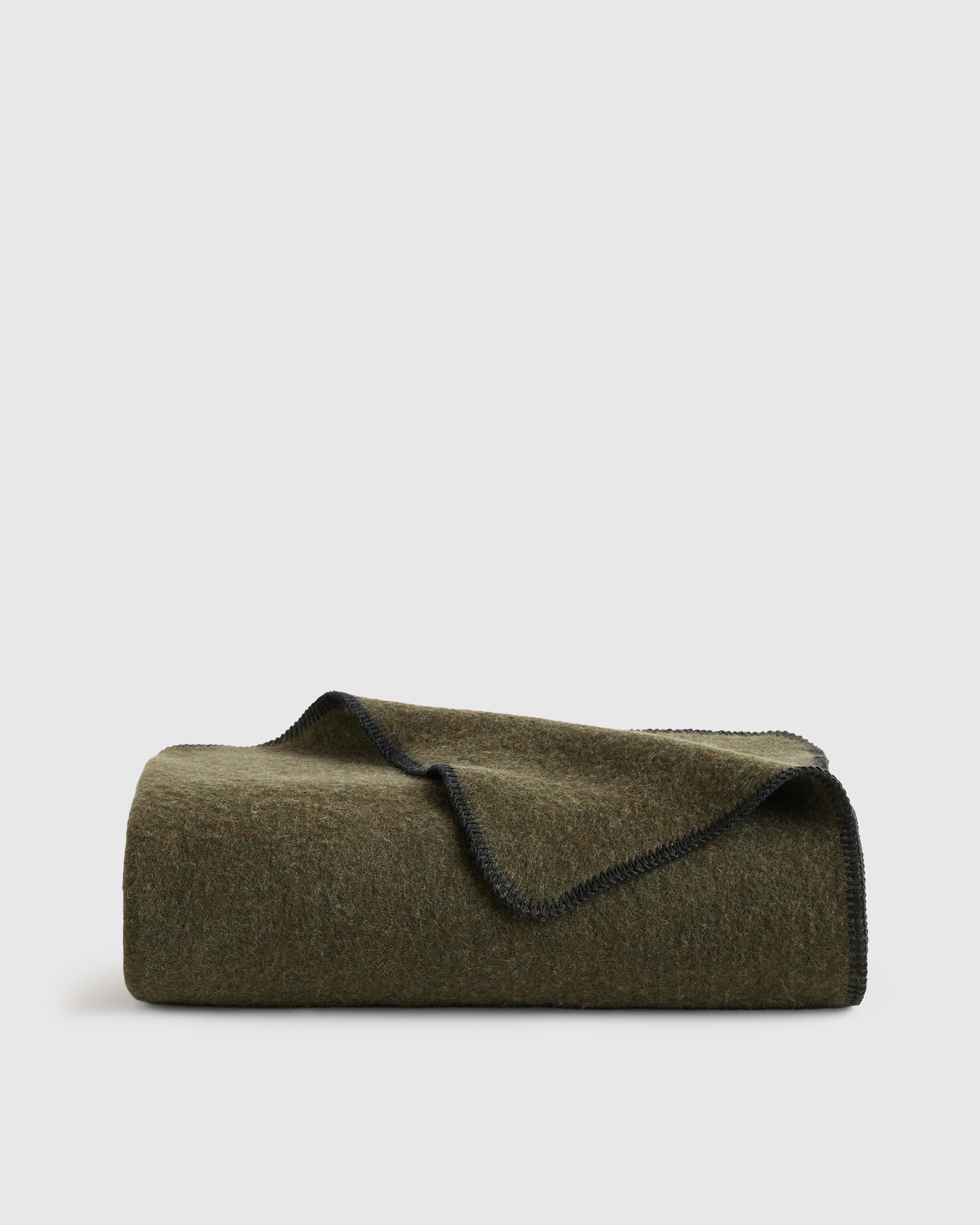 Olive Wool Whipstitch Throw