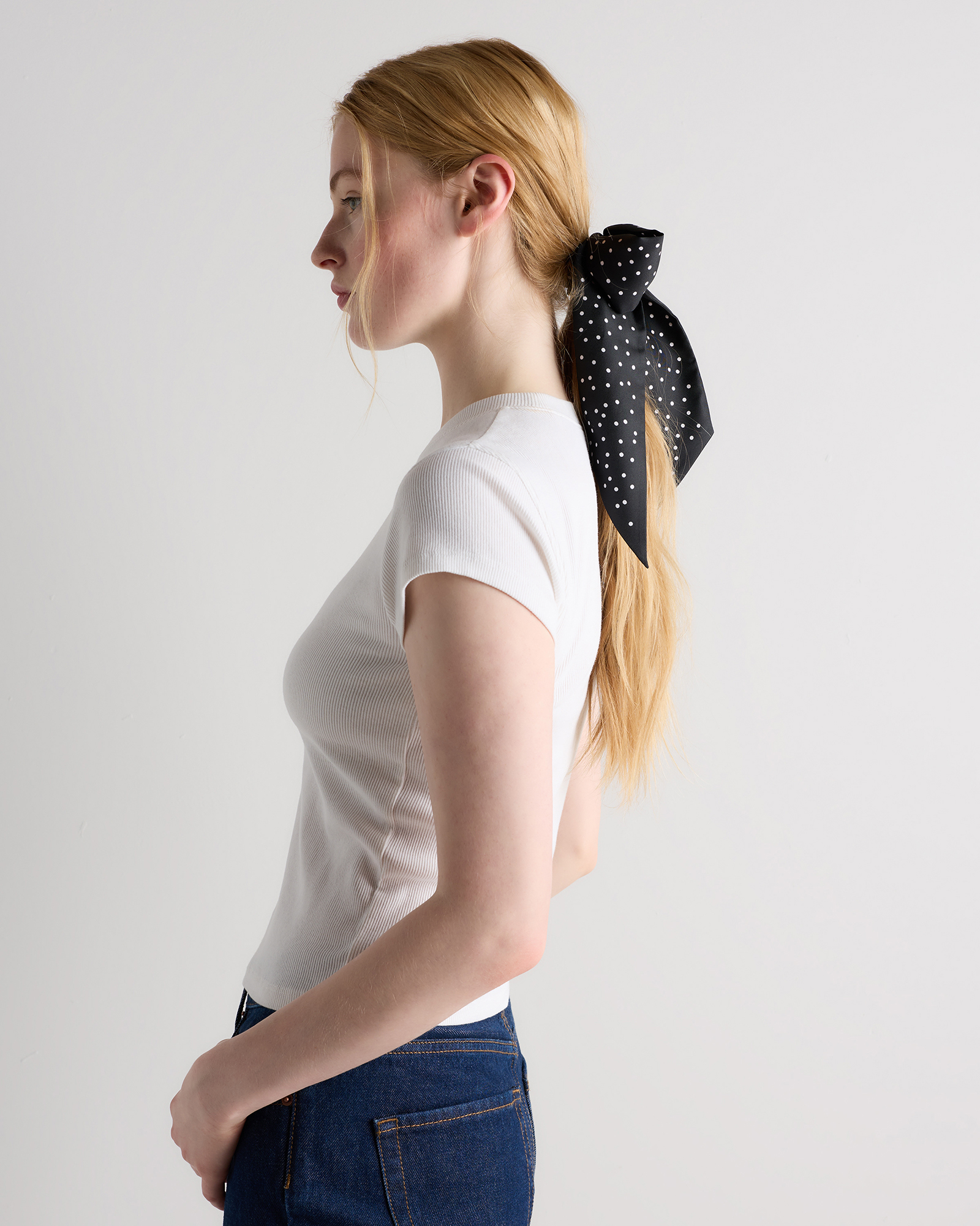 100% Silk Printed Skinny Scarf - thumbnail 4