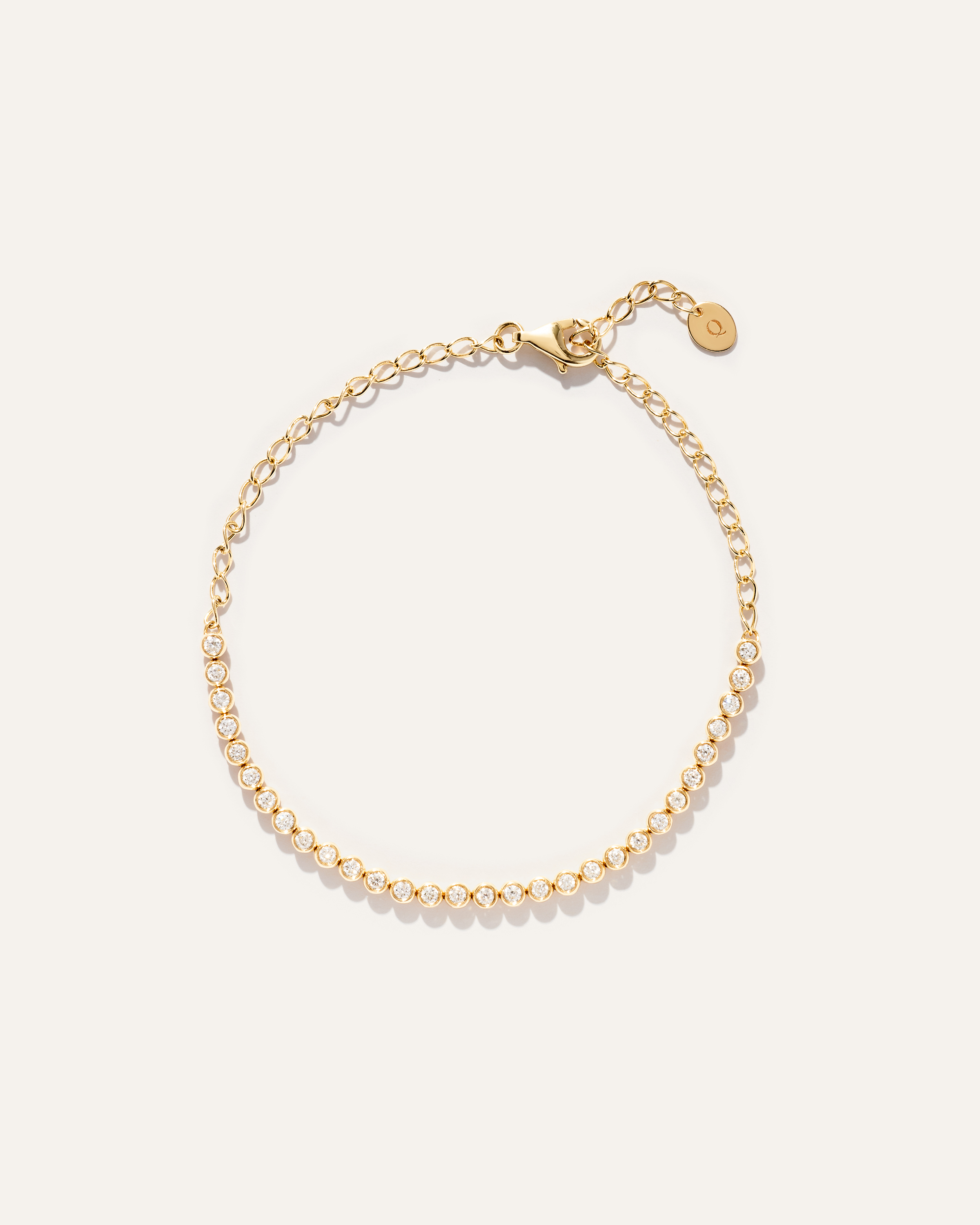 Yellow Gold Bracelet rivière délicat en or 14 carats à diamants sertis clos - 0,50 carat au total
