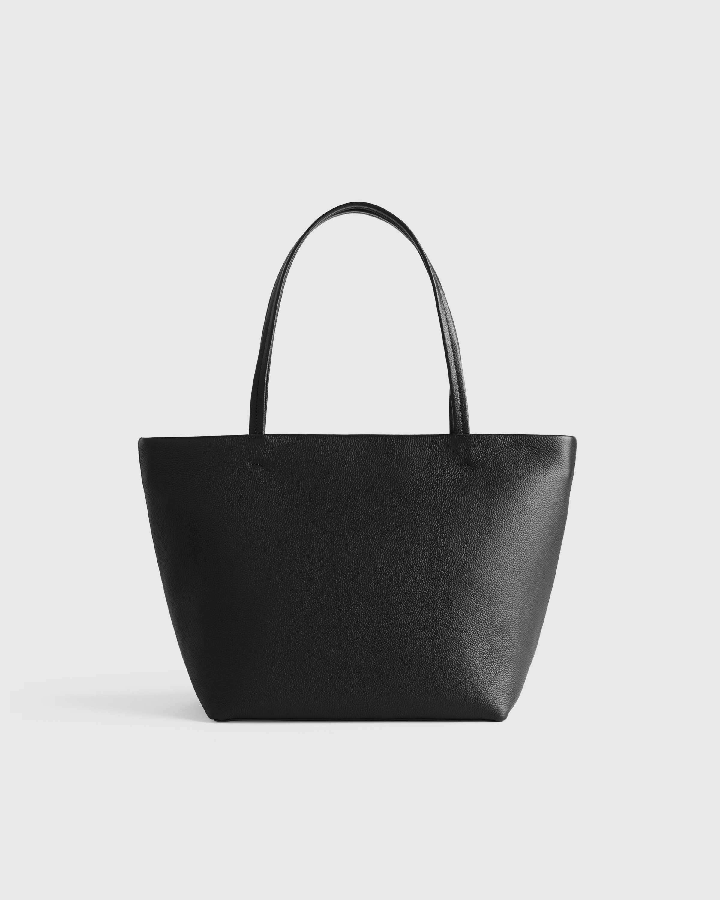 Black Italian Leather Soft Shopper Tote
