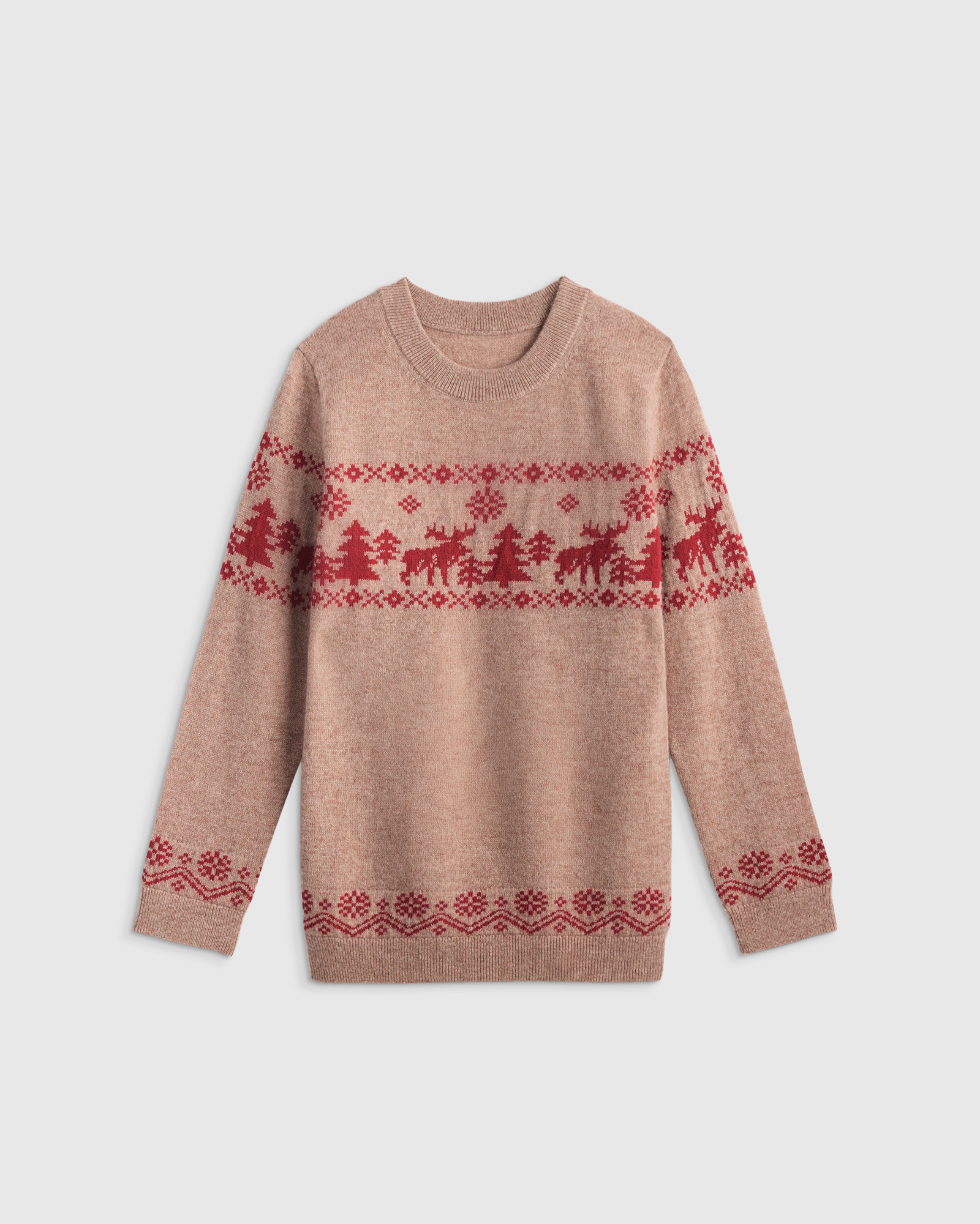 Oatmeal/Varsity Red Kids & Baby Mongolian Cashmere Fair Isle Christmas Sweater