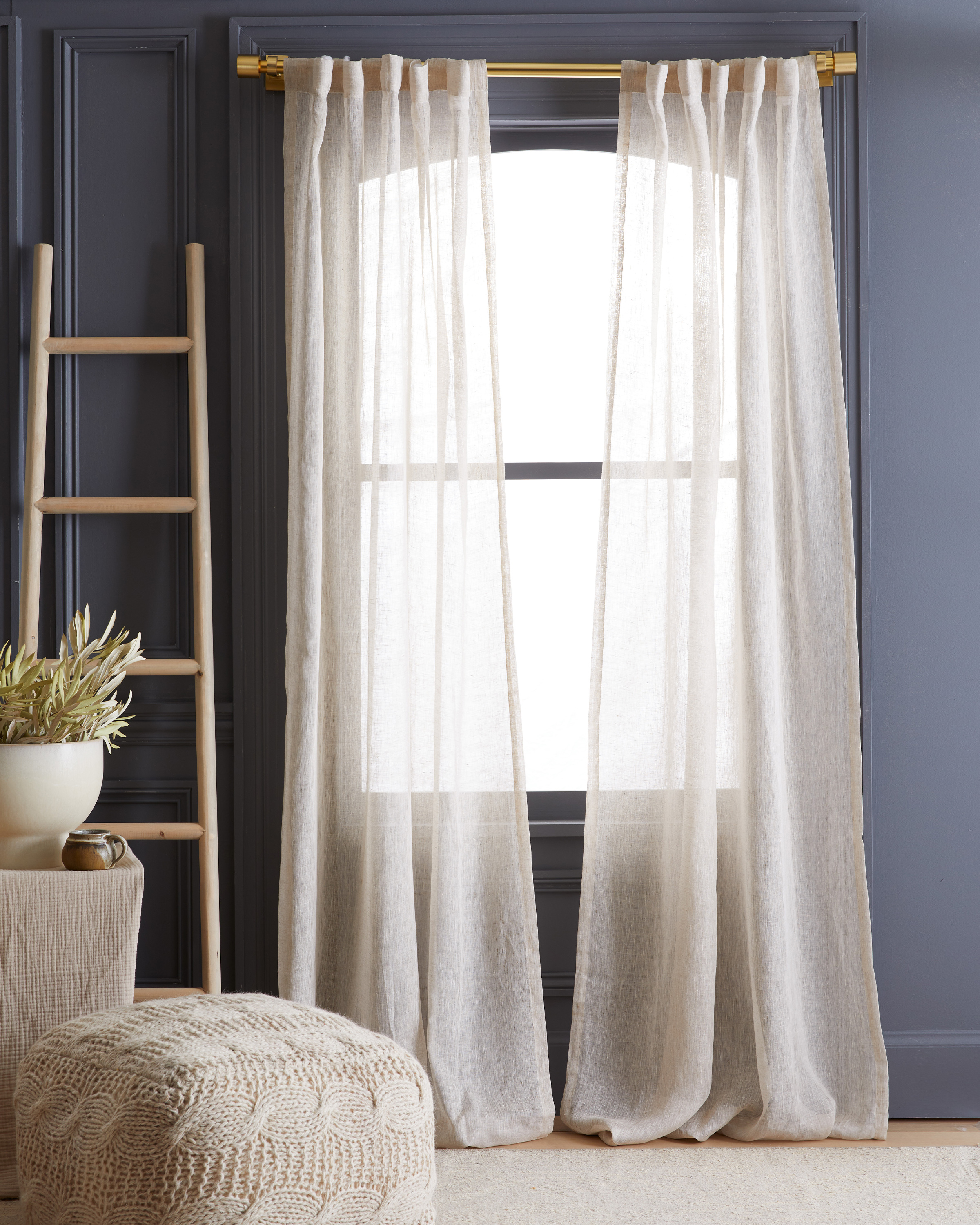 Flax European Linen Sheer Curtain Set (Set of 2)