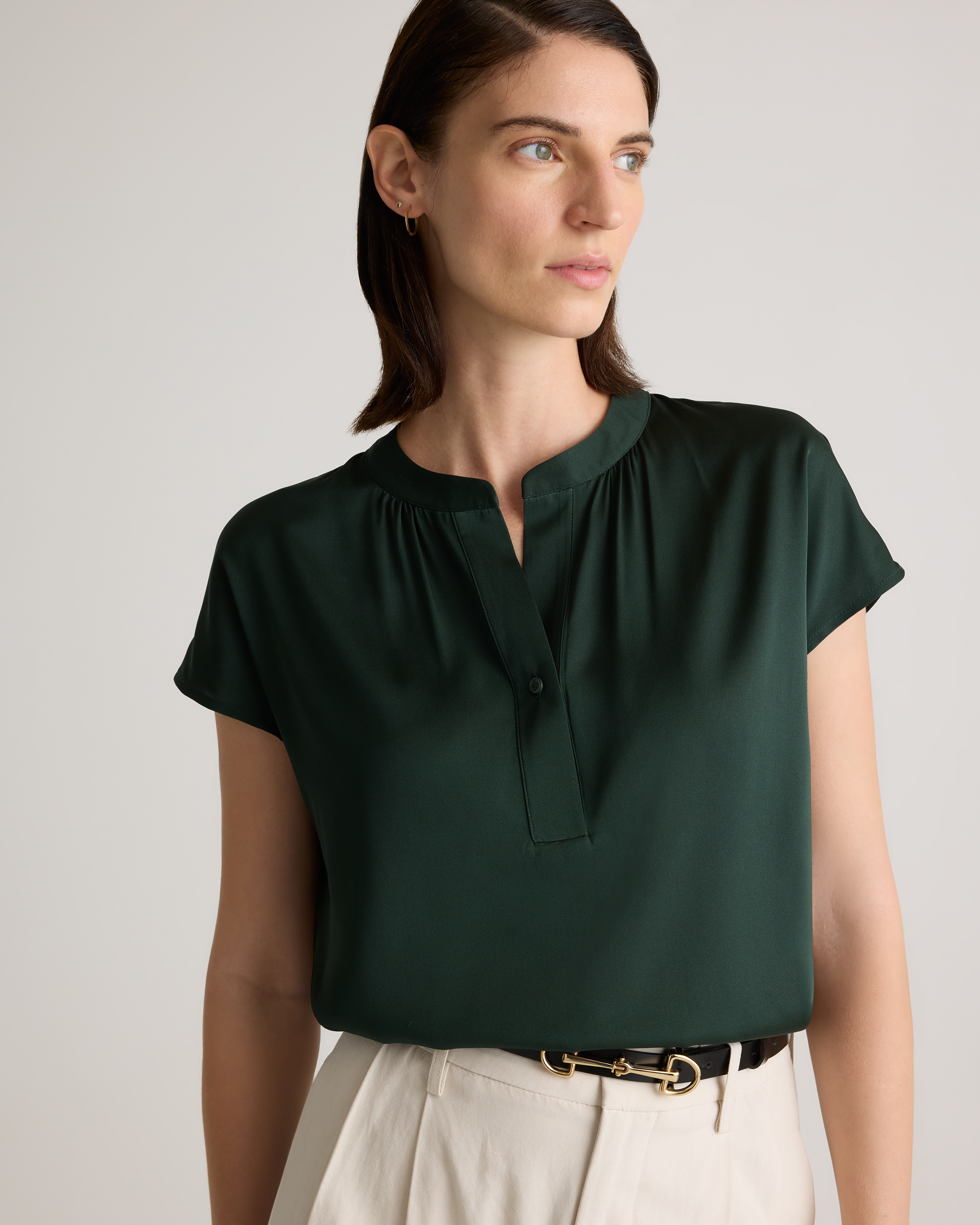 Washable Stretch Silk Dolman Sleeve Blouse