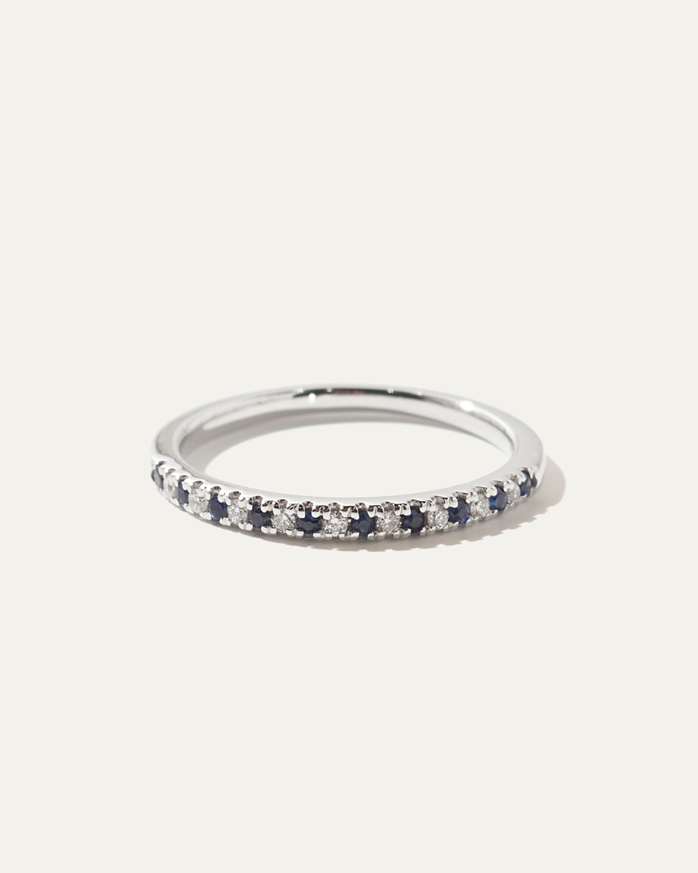 White Gold 14K Gold Pave Diamond and Gemstone Band