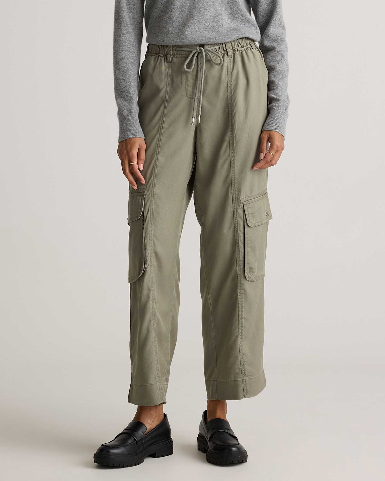 Women's Vintage Wash Tencel Drawstring Cargo Pants