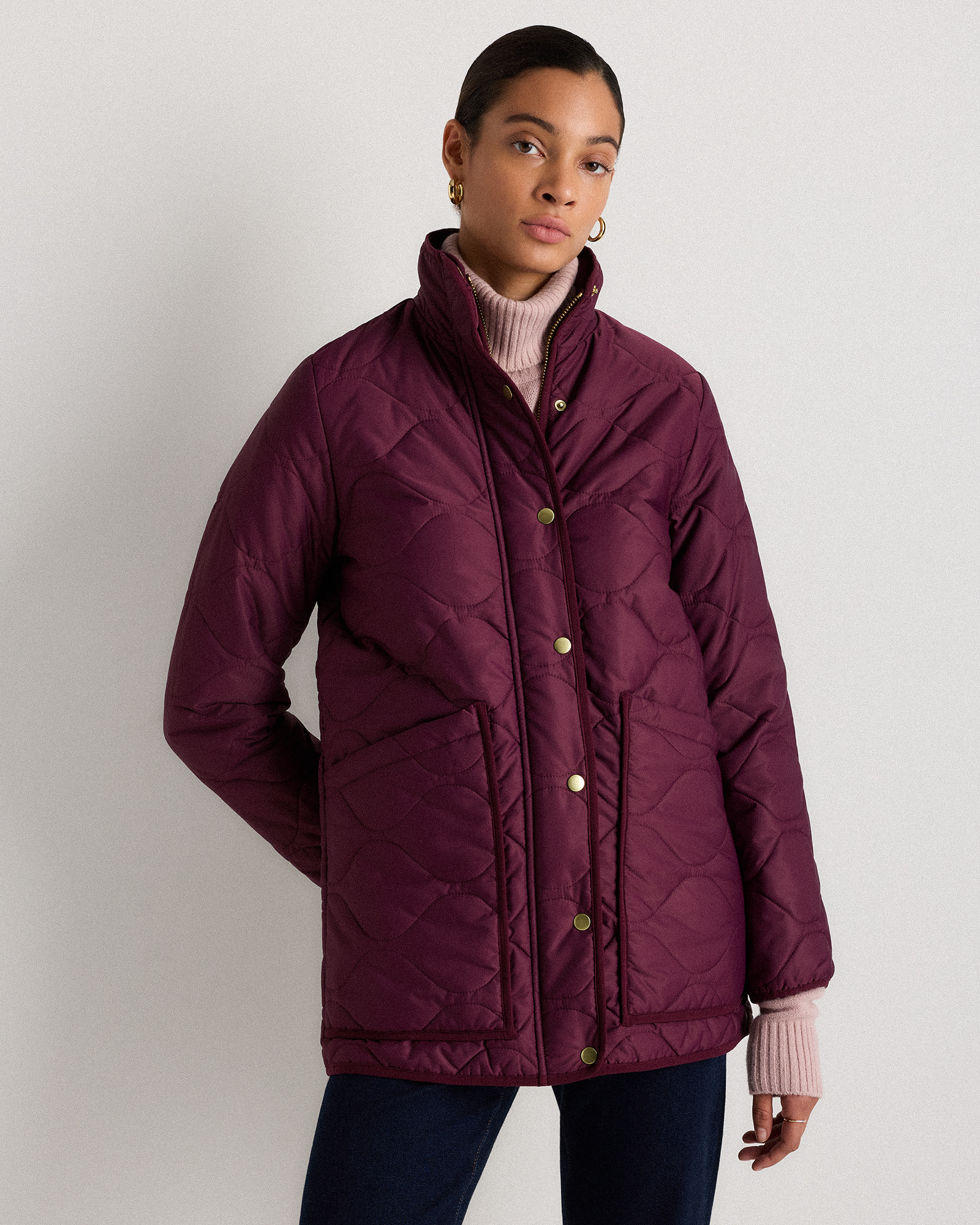 Barolo Burgundy Featherless Quilted Long Puffer Jacket