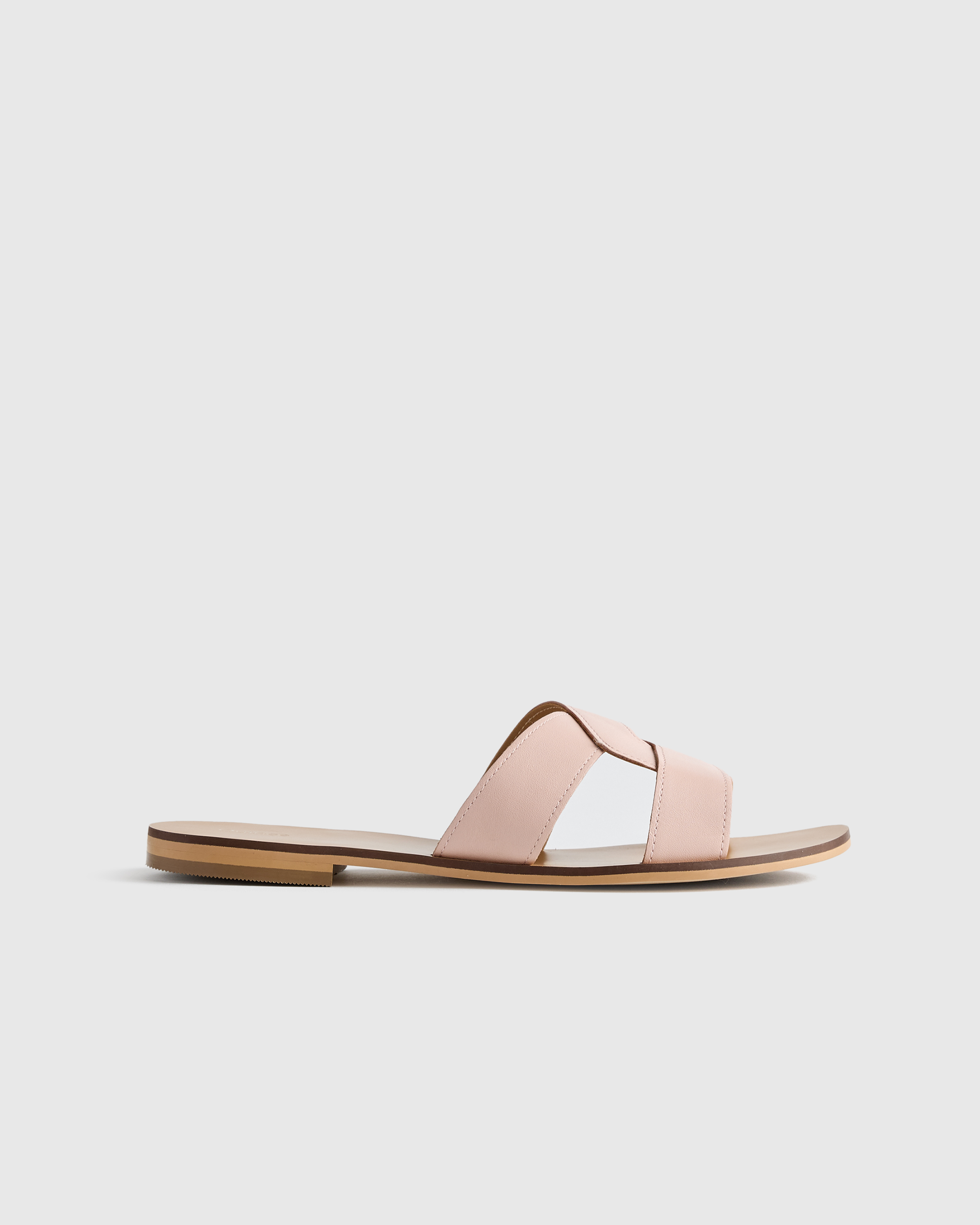 Shell Pink Italian Leather Cutout Slide Sandal