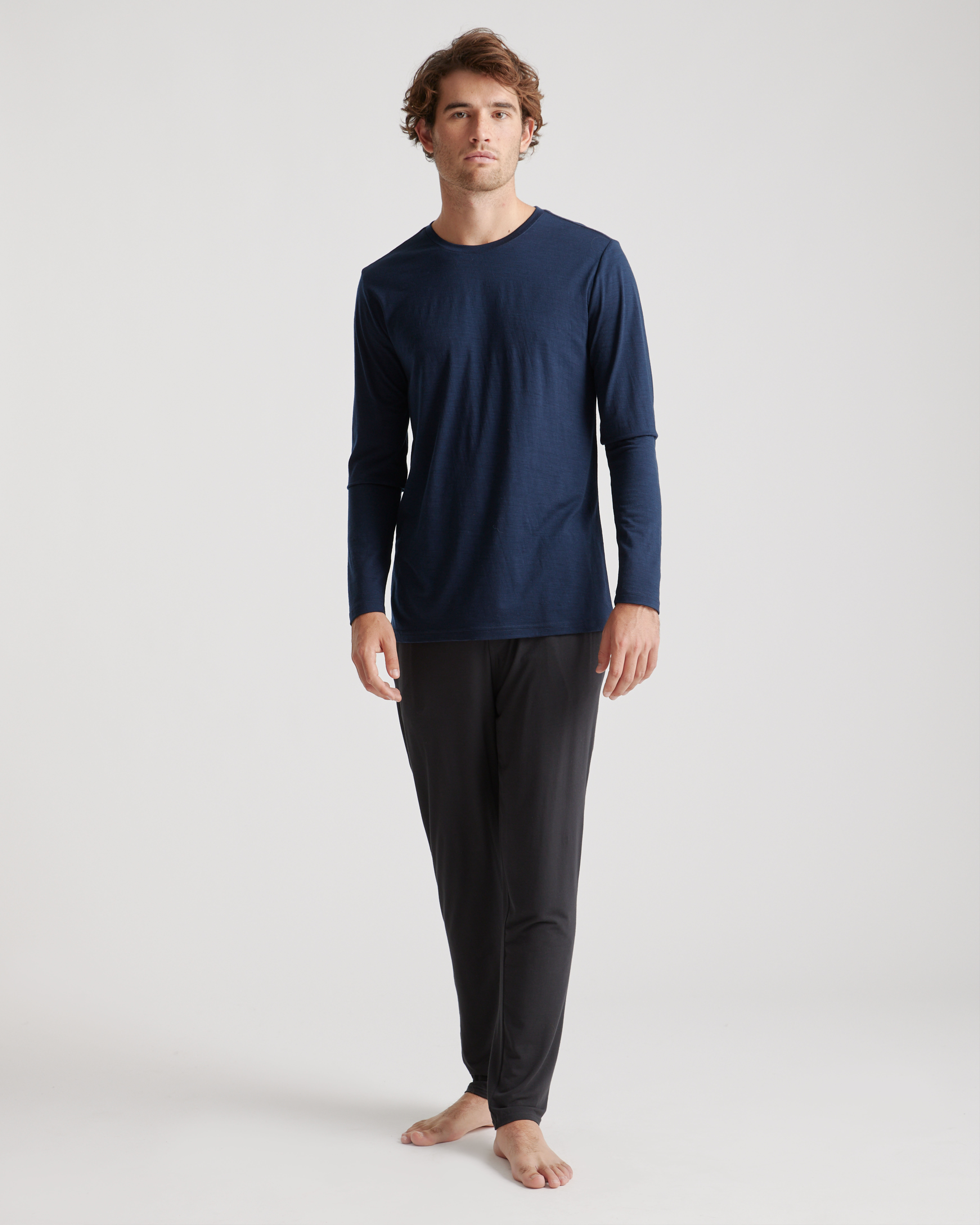 トップス MERINO WOOL LONG SLEEVE T-SHIRT Navy Lightweight Merino Wool Long Sleeve T-Shirt – Y Athletics