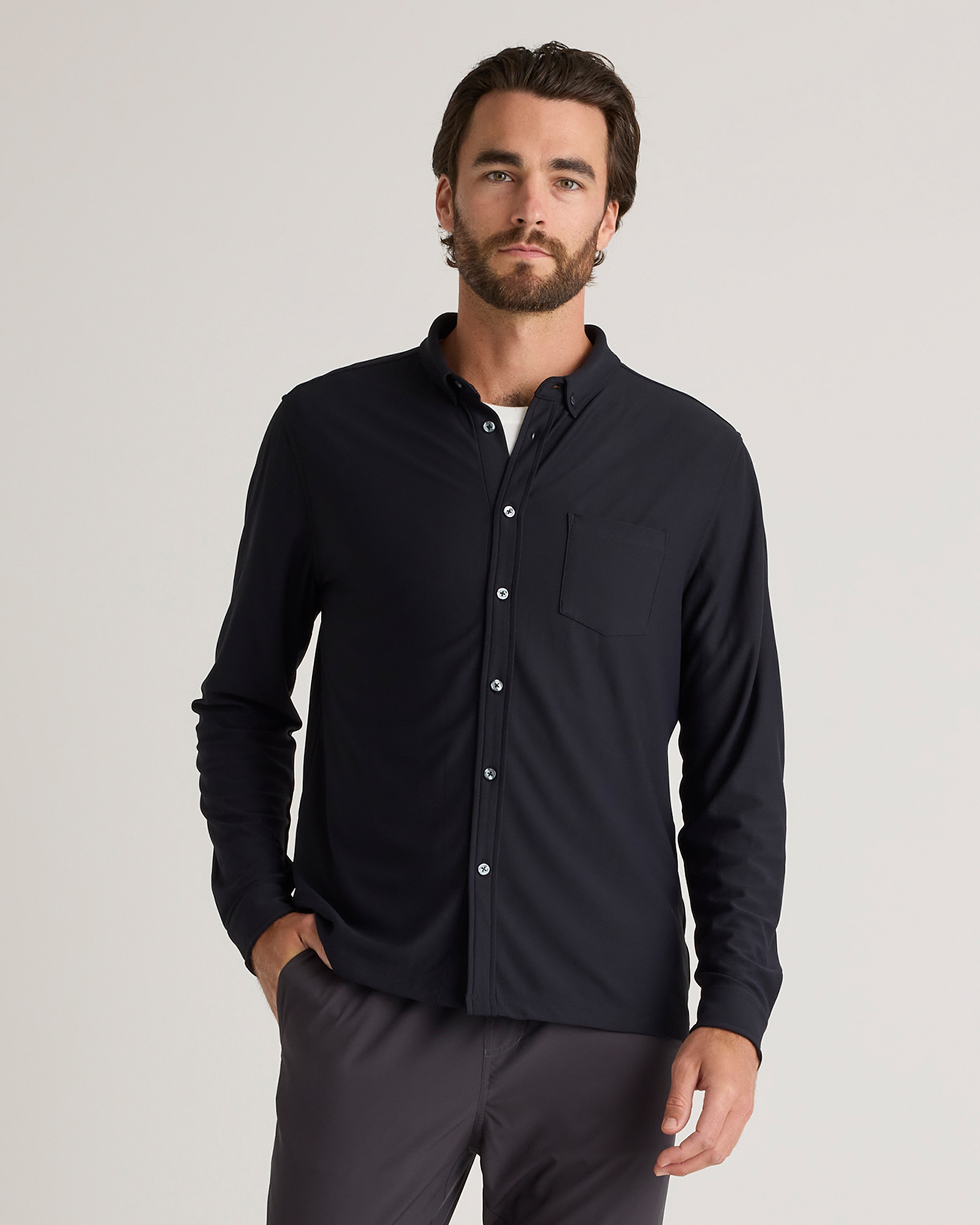 ★vunque★ Perfec Button Up Slim Messenger (Perfec Button Up Commuter Stretch Pique Long Sleeve Button Down