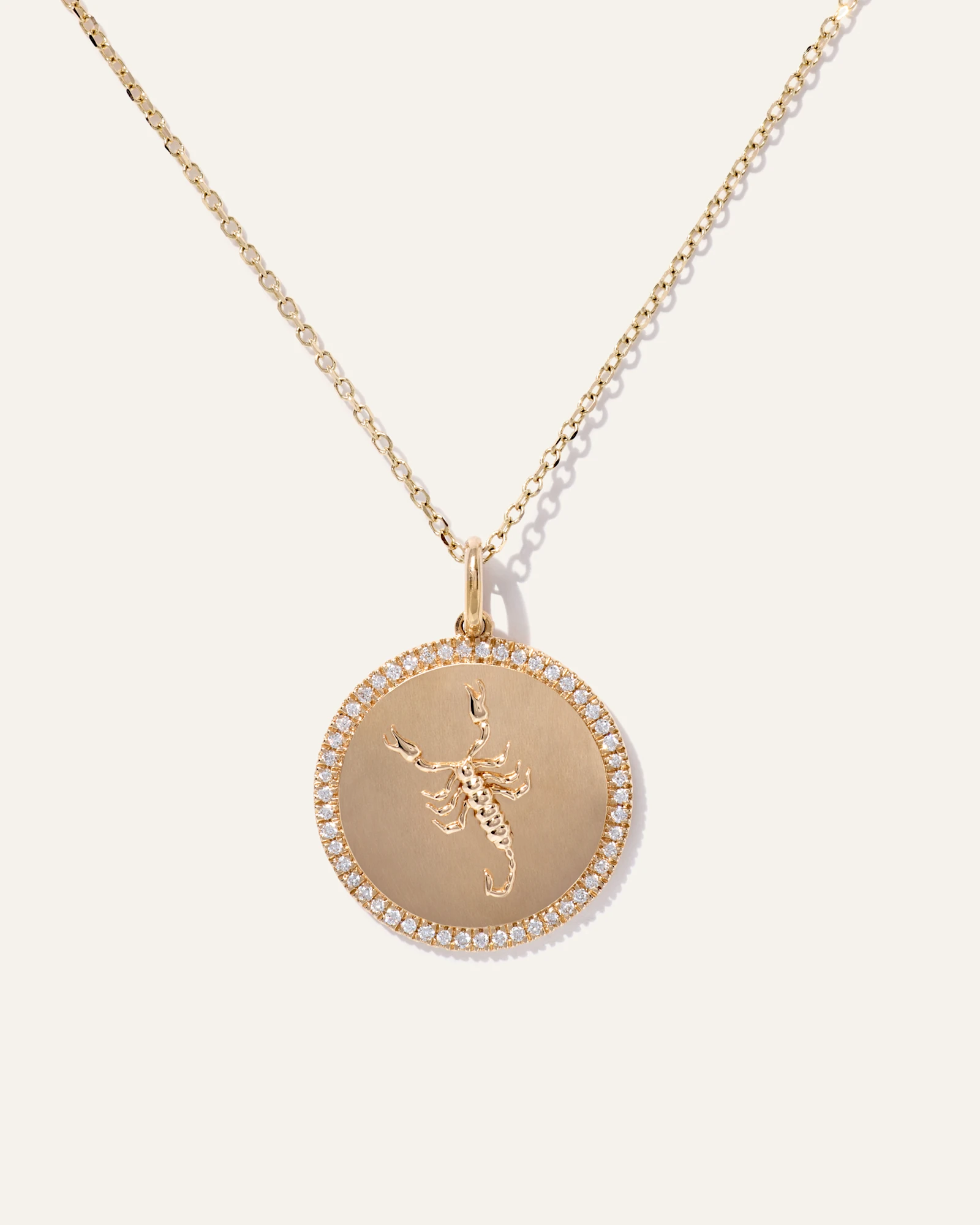 14K Gold Pave Zodiac Medallion Necklace in Yellow Gold