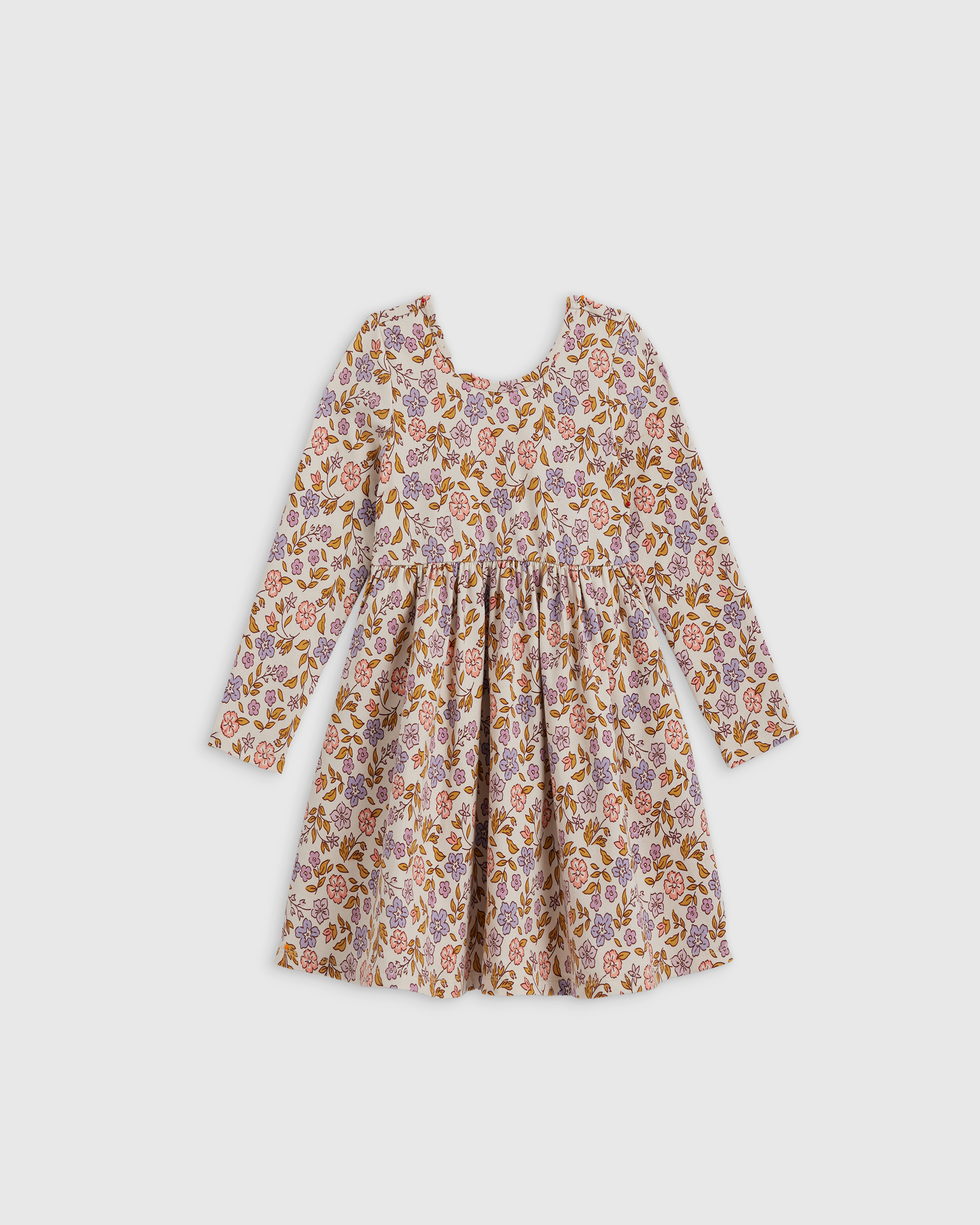 Multi Floral Organic Cotton Long Sleeve Skater Dress 