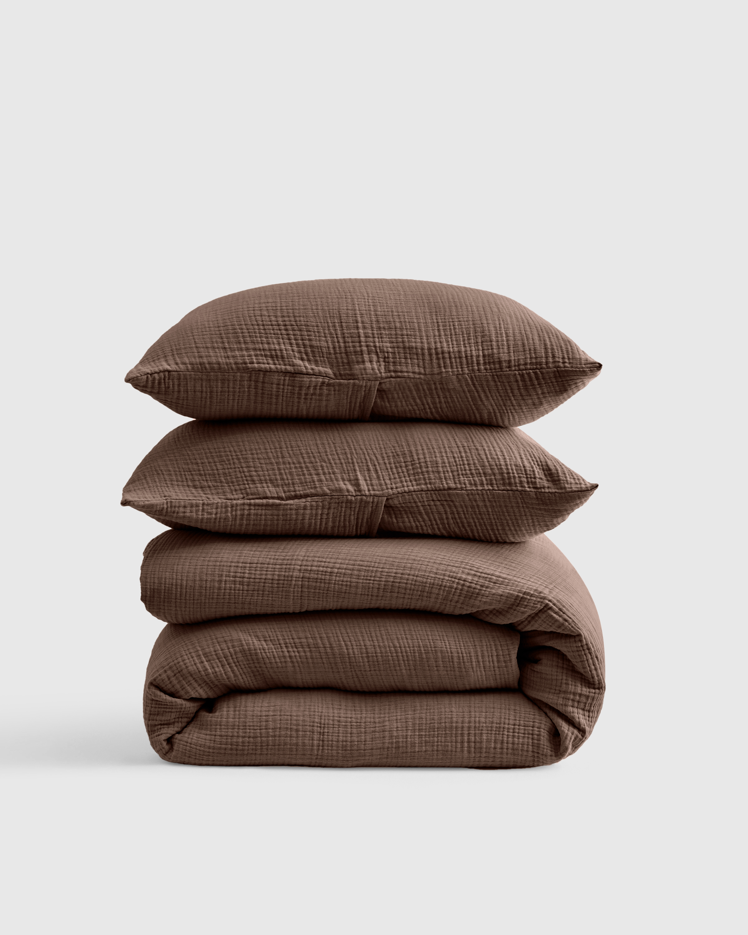 Chocolate Organic Airy Gauze Duvet Cover Set