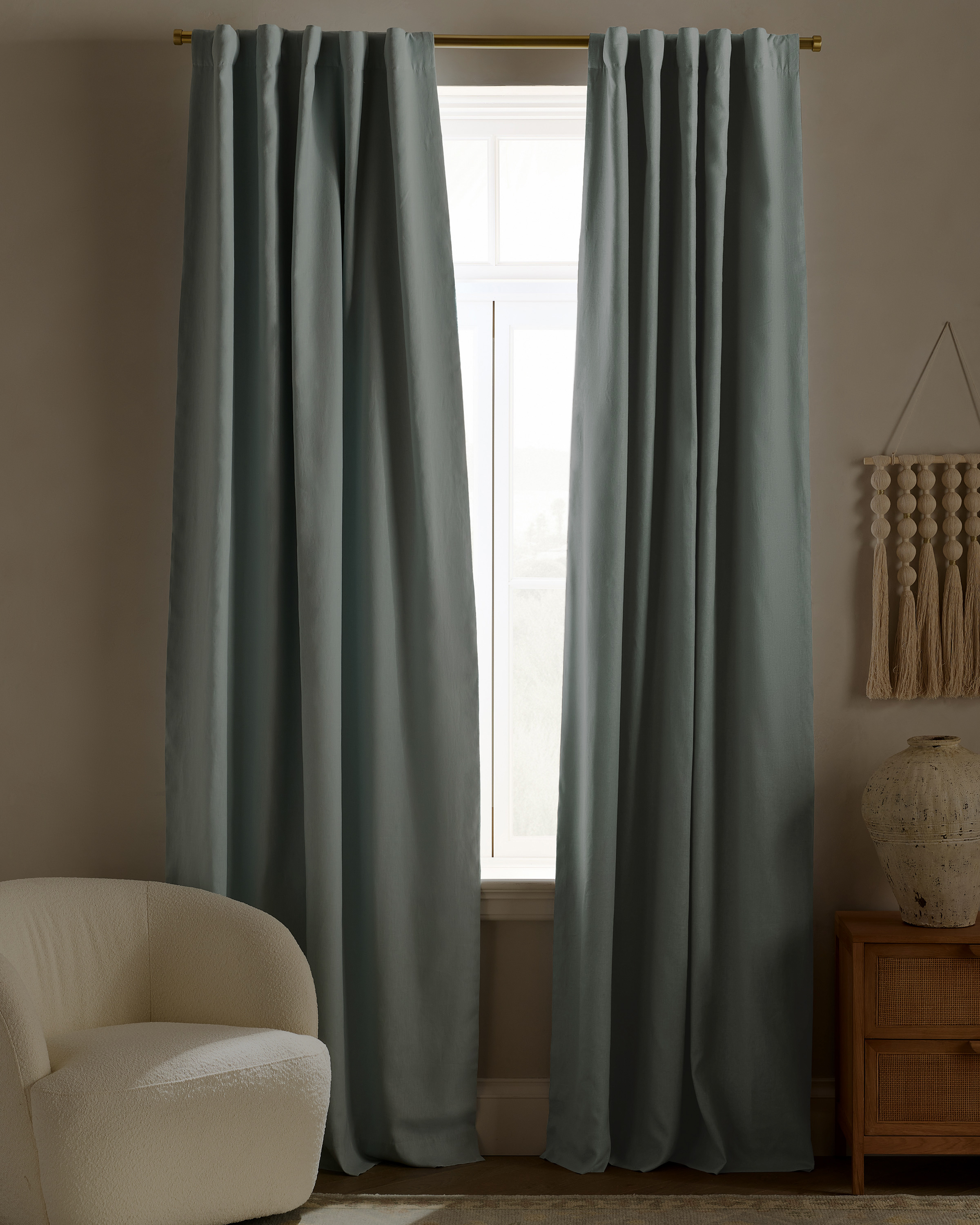 European Linen True Blackout Curtain, 96x84, Light Blue